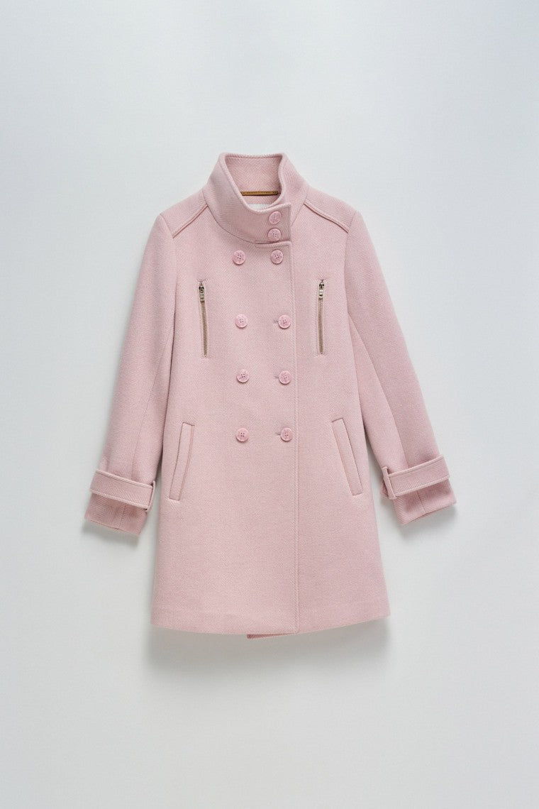 Grace Long Woolen Coat in Medium Pink V2 Jackets Salsa Jeans   