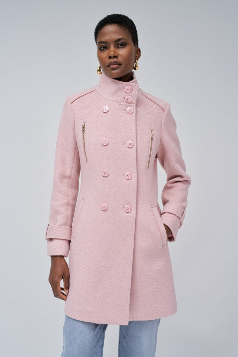 Grace Long Woolen Coat in Medium Pink V2 Jackets Salsa Jeans   