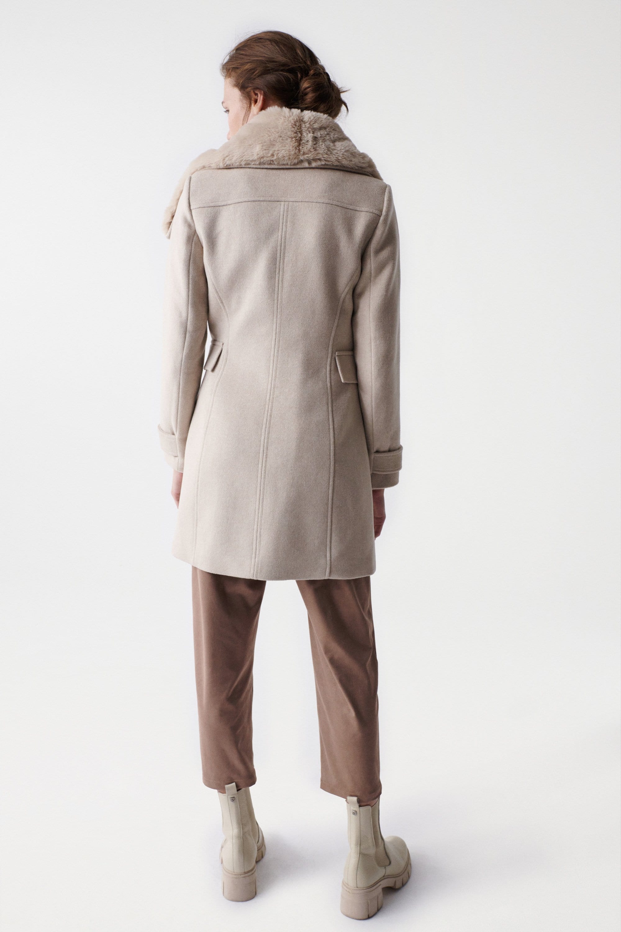 Wool Coat in Medium Beige Jackets Salsa Jeans   