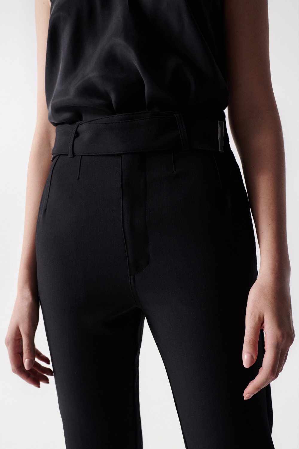 Chino Cropped Slim High Waist in Black Pants Salsa Jeans   