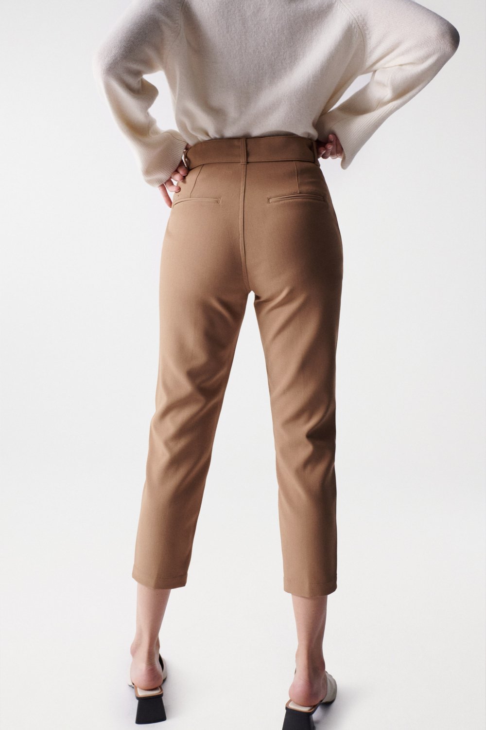 Chino Cropped Slim High Waist in Light Beige Pants Salsa Jeans   