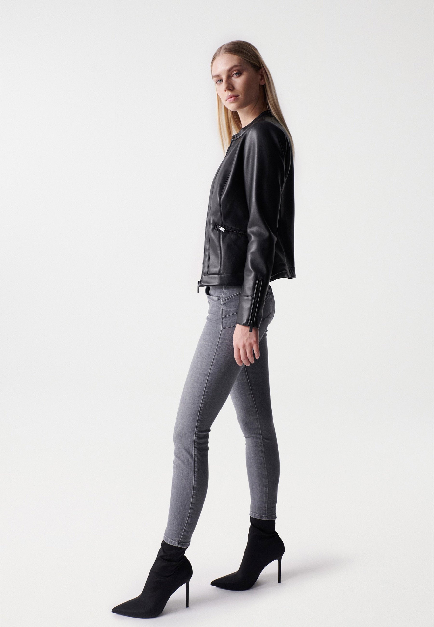 Basic Faux Leather Jacket in Black Jackets Salsa Jeans   