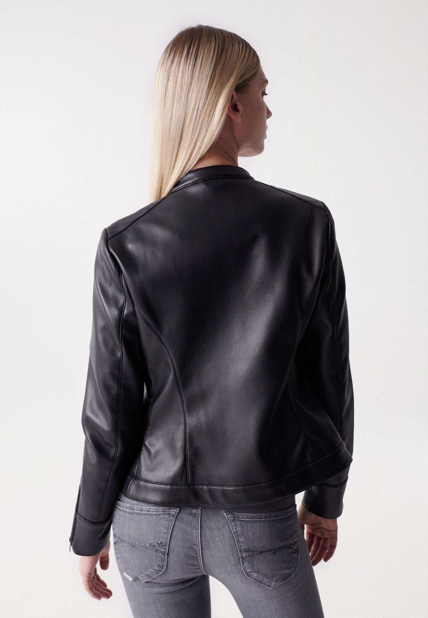 Basic Faux Leather Jacket in Black Jackets Salsa Jeans   