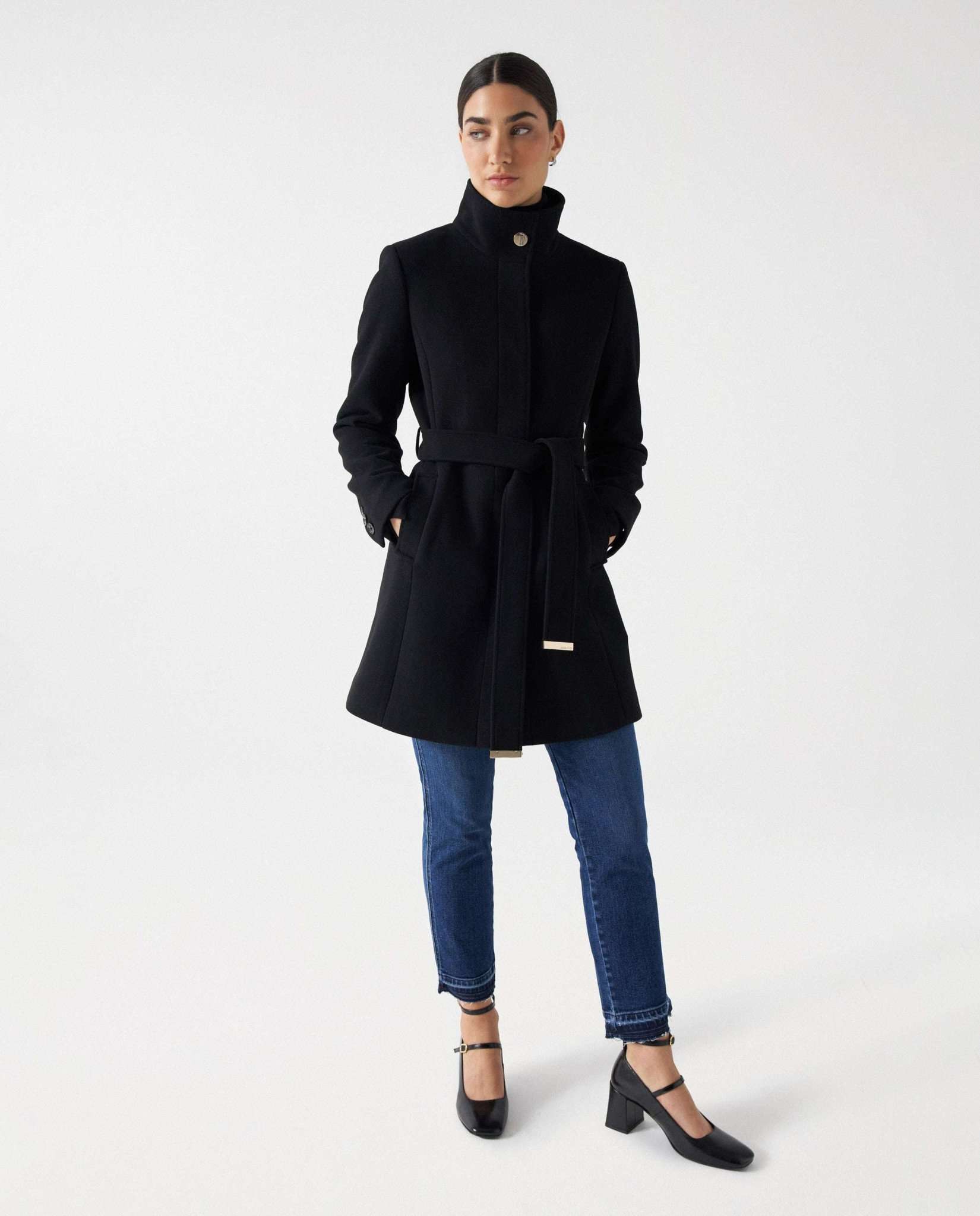 The Reimagined Wool Coat in Black Jackets Salsa Jeans   