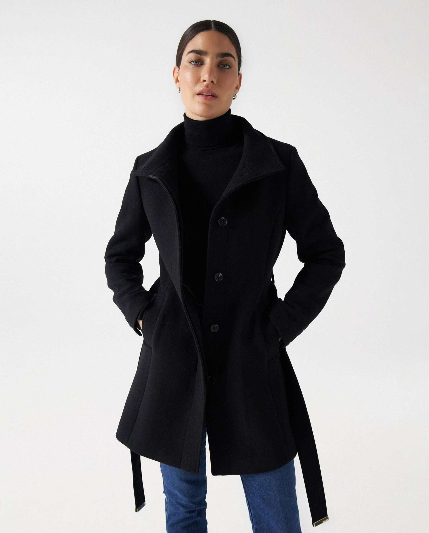 The Reimagined Wool Coat in Black Jackets Salsa Jeans   