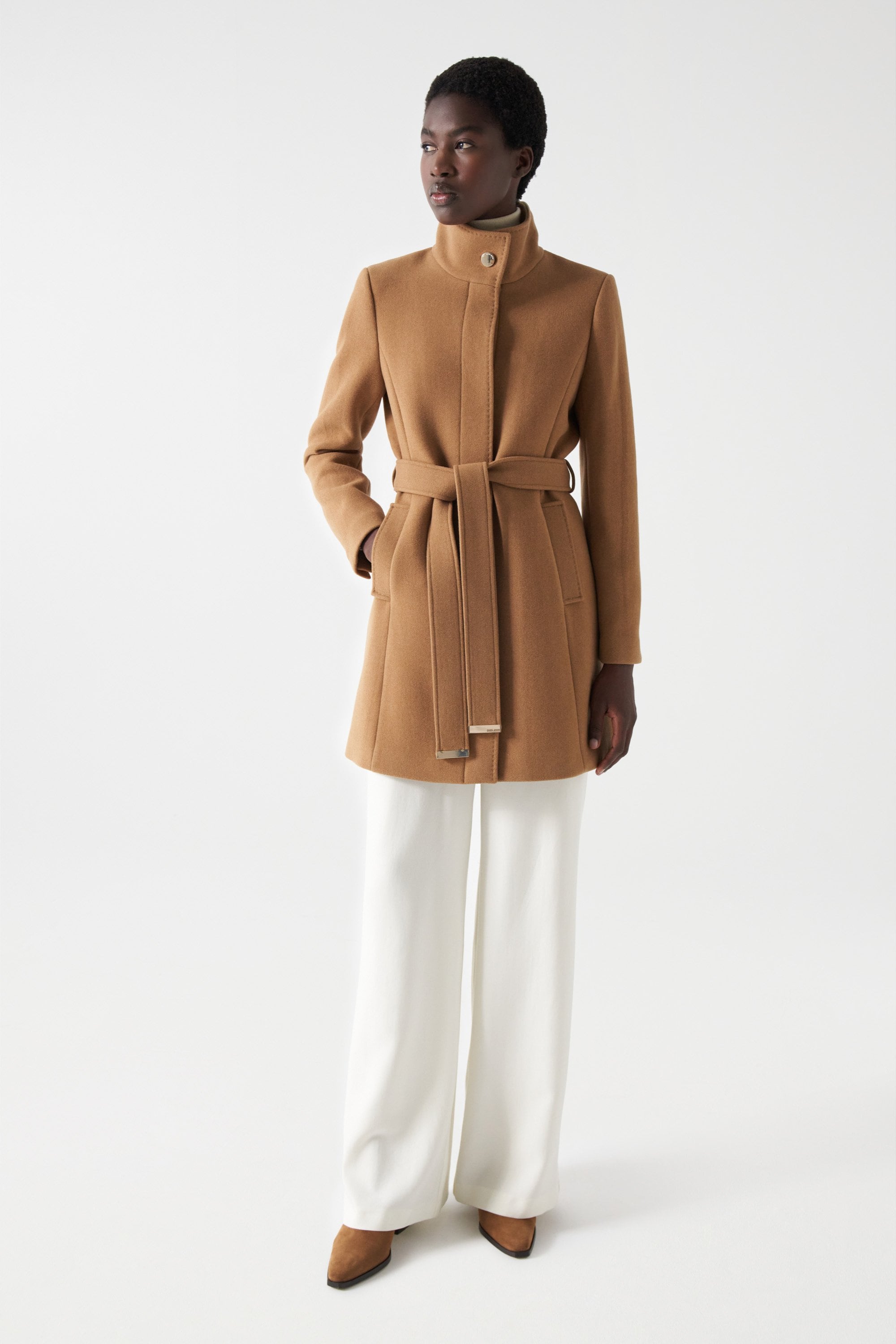 The Reimagined Wool Coat in Dark Beige Jackets Salsa Jeans   