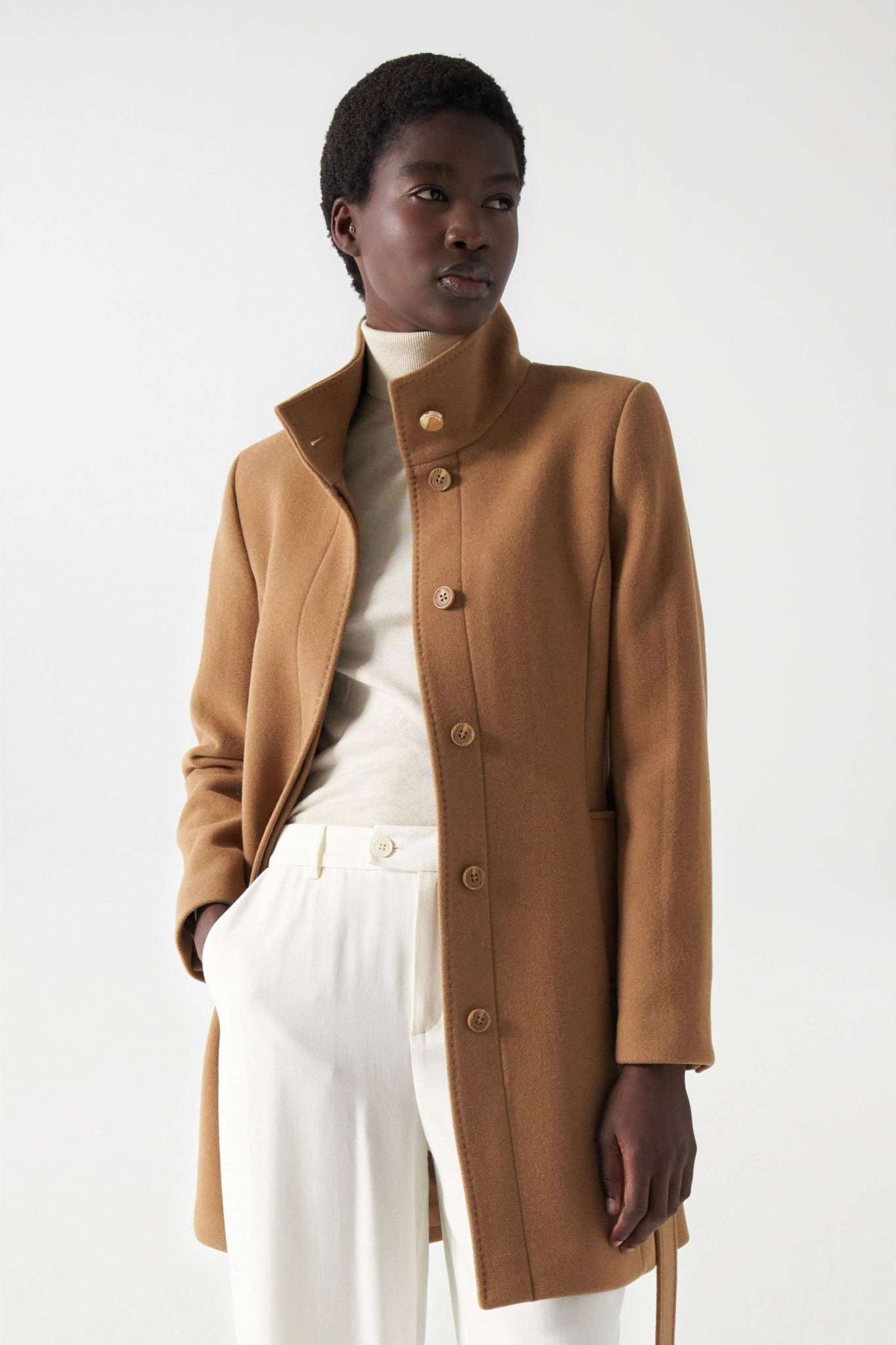 The Reimagined Wool Coat in Dark Beige Jackets Salsa Jeans   