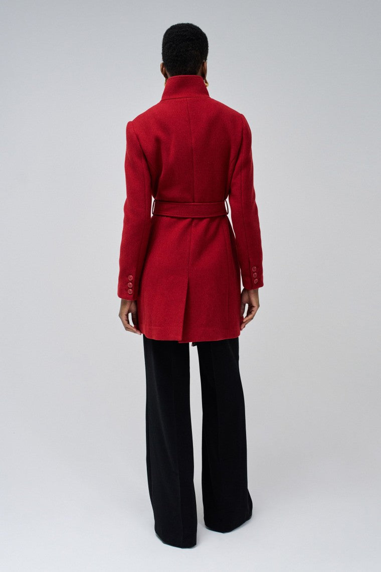 The Reimagined Wool Coat in Dark Red V1 Jackets Salsa Jeans   