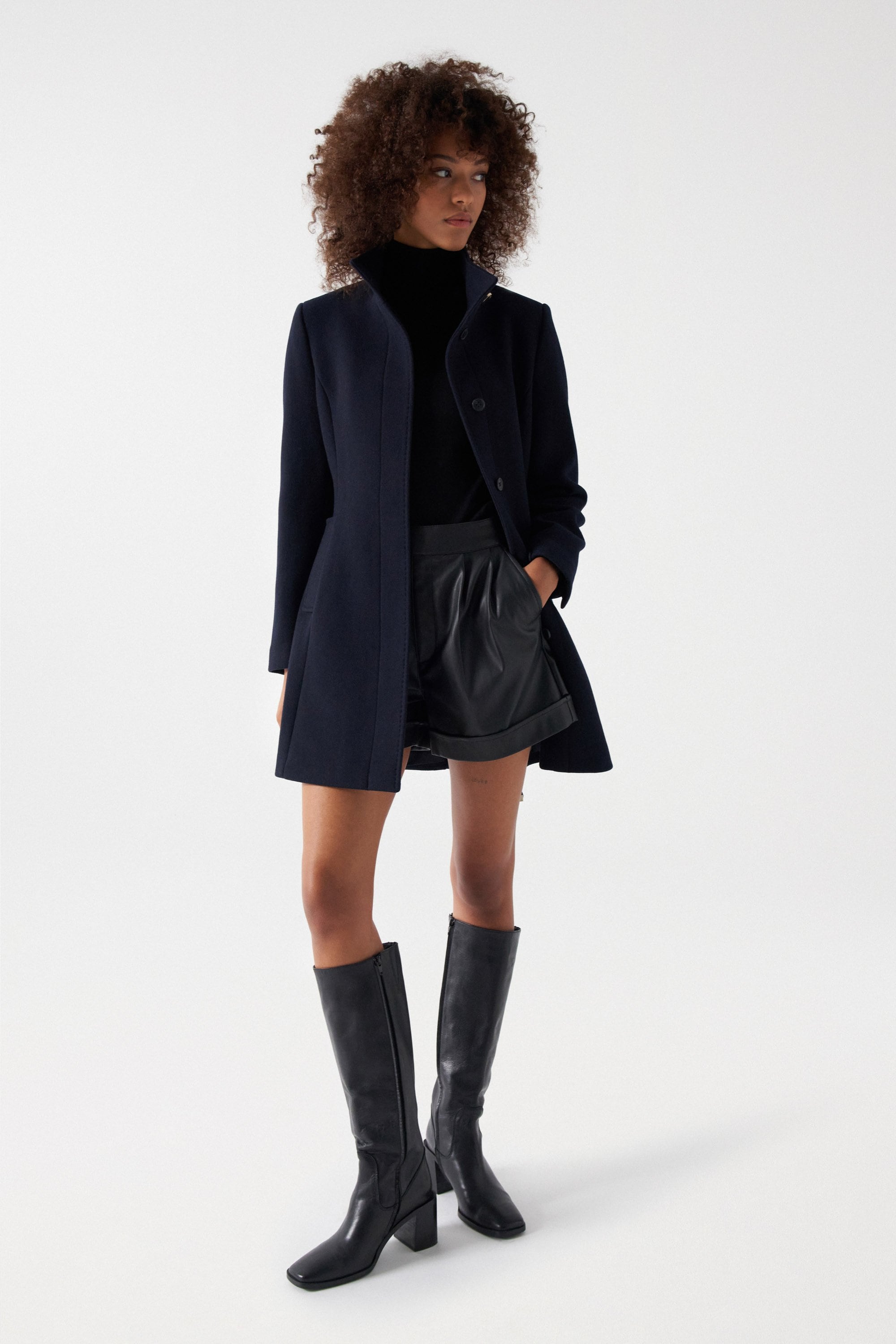 The Reimagined Wool Coat in Dark Blue Jackets Salsa Jeans   