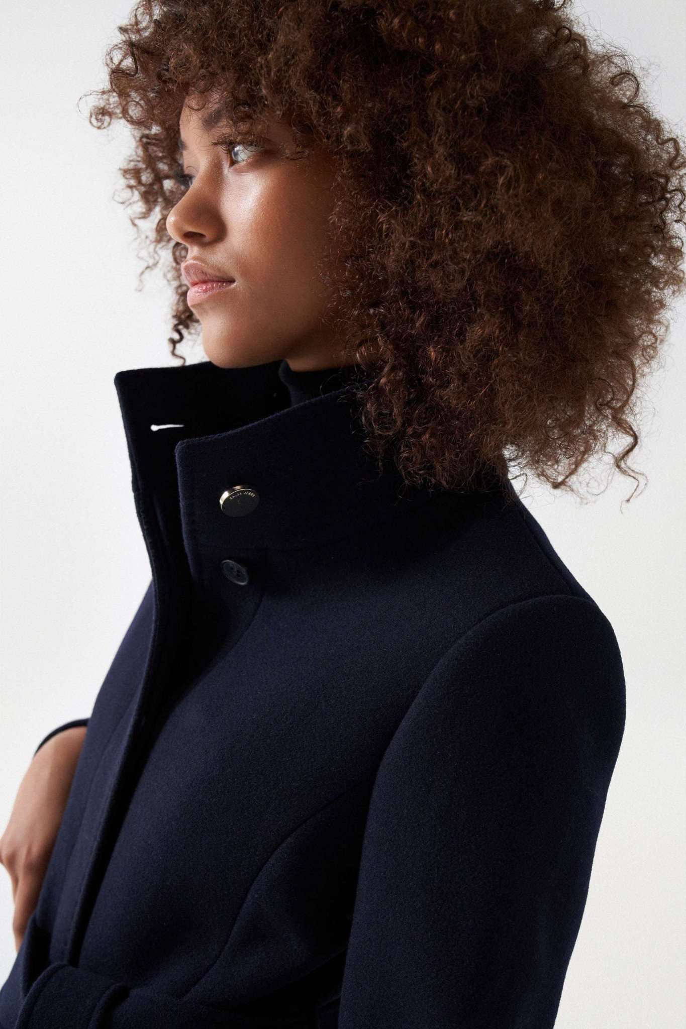 The Reimagined Wool Coat in Dark Blue Jackets Salsa Jeans   