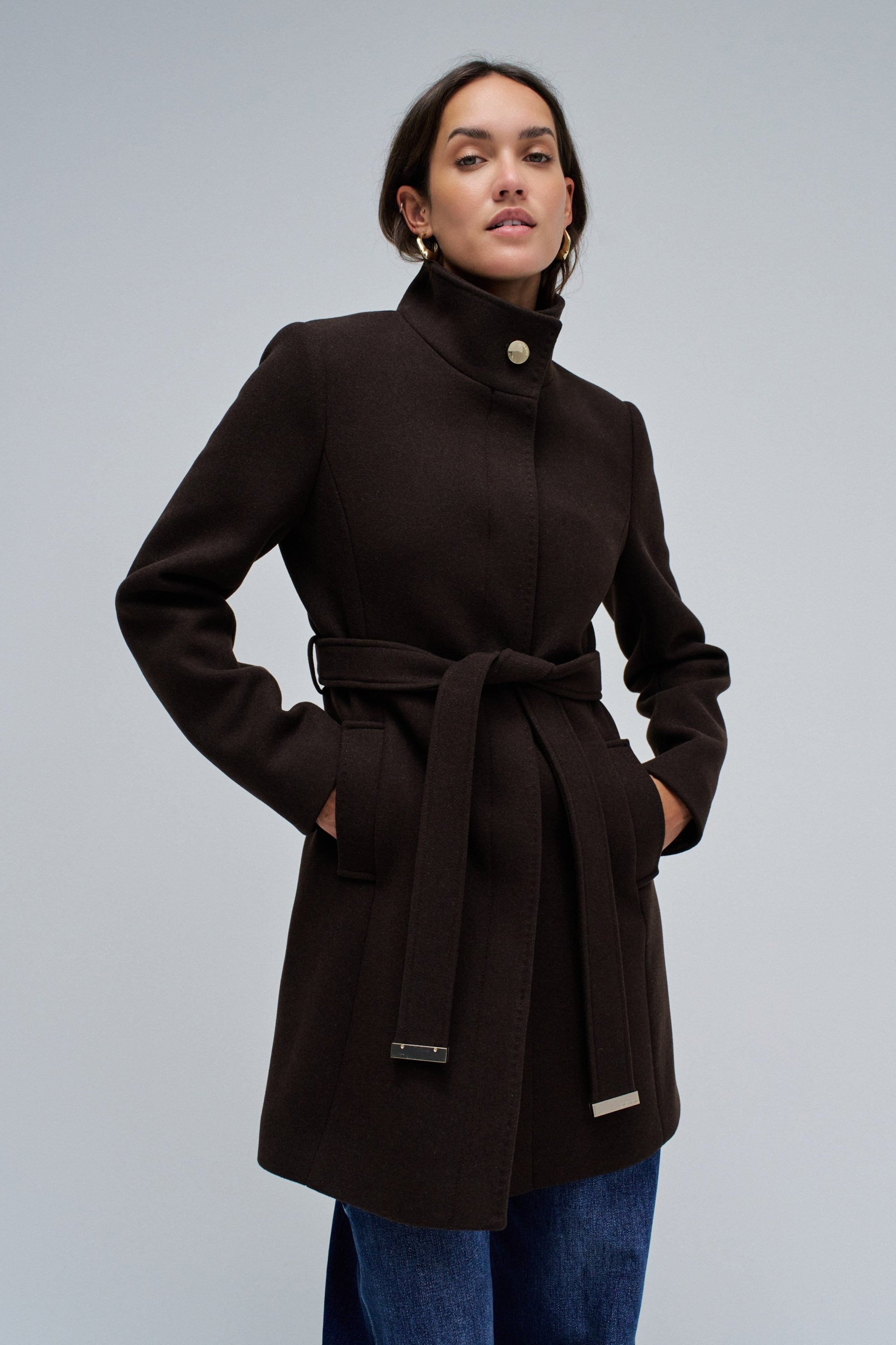 The Reimagined Wool Coat in Dark Brown Jackets Salsa Jeans