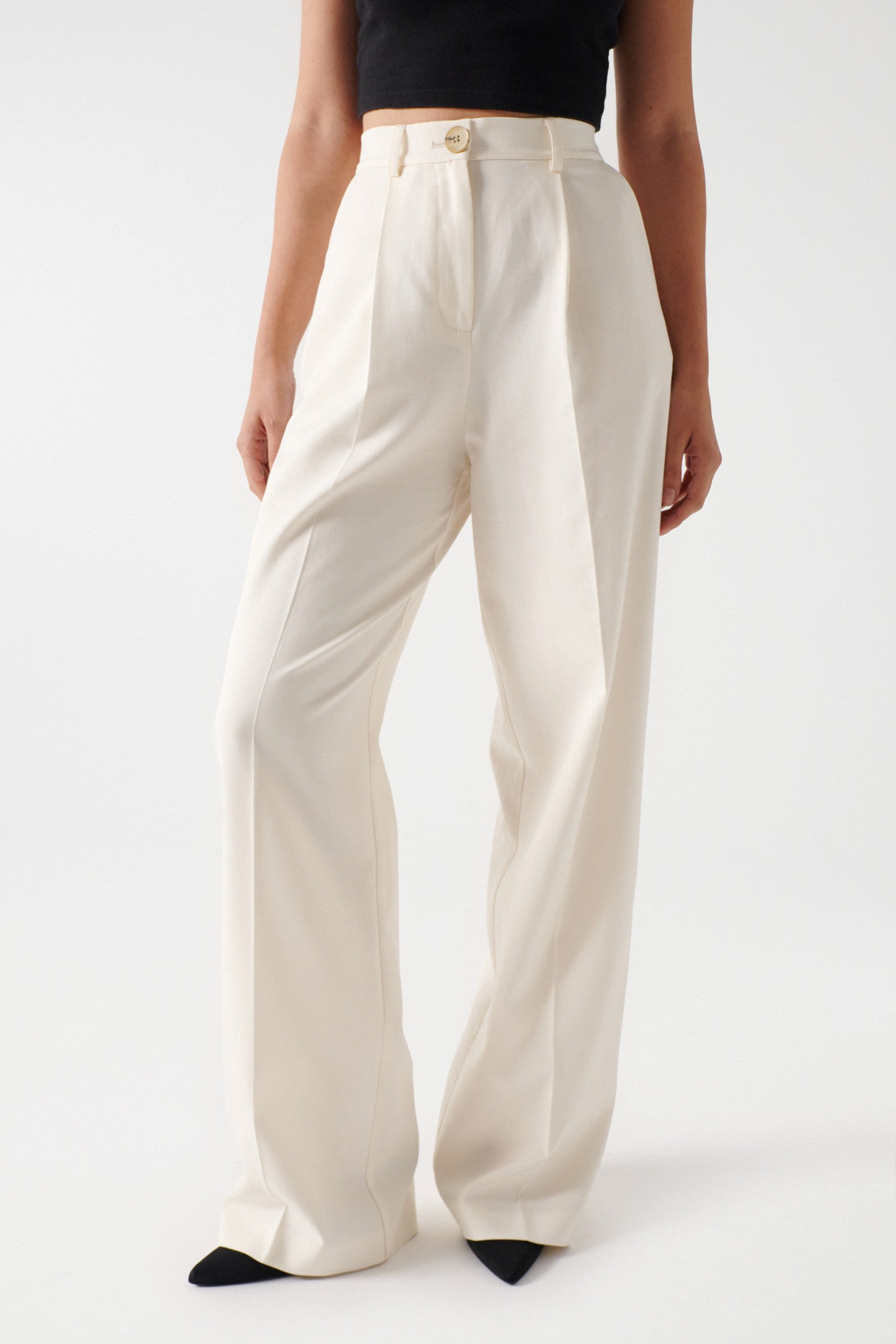 Plain Wide Leg Pants in Light Pearl Pants Salsa Jeans   