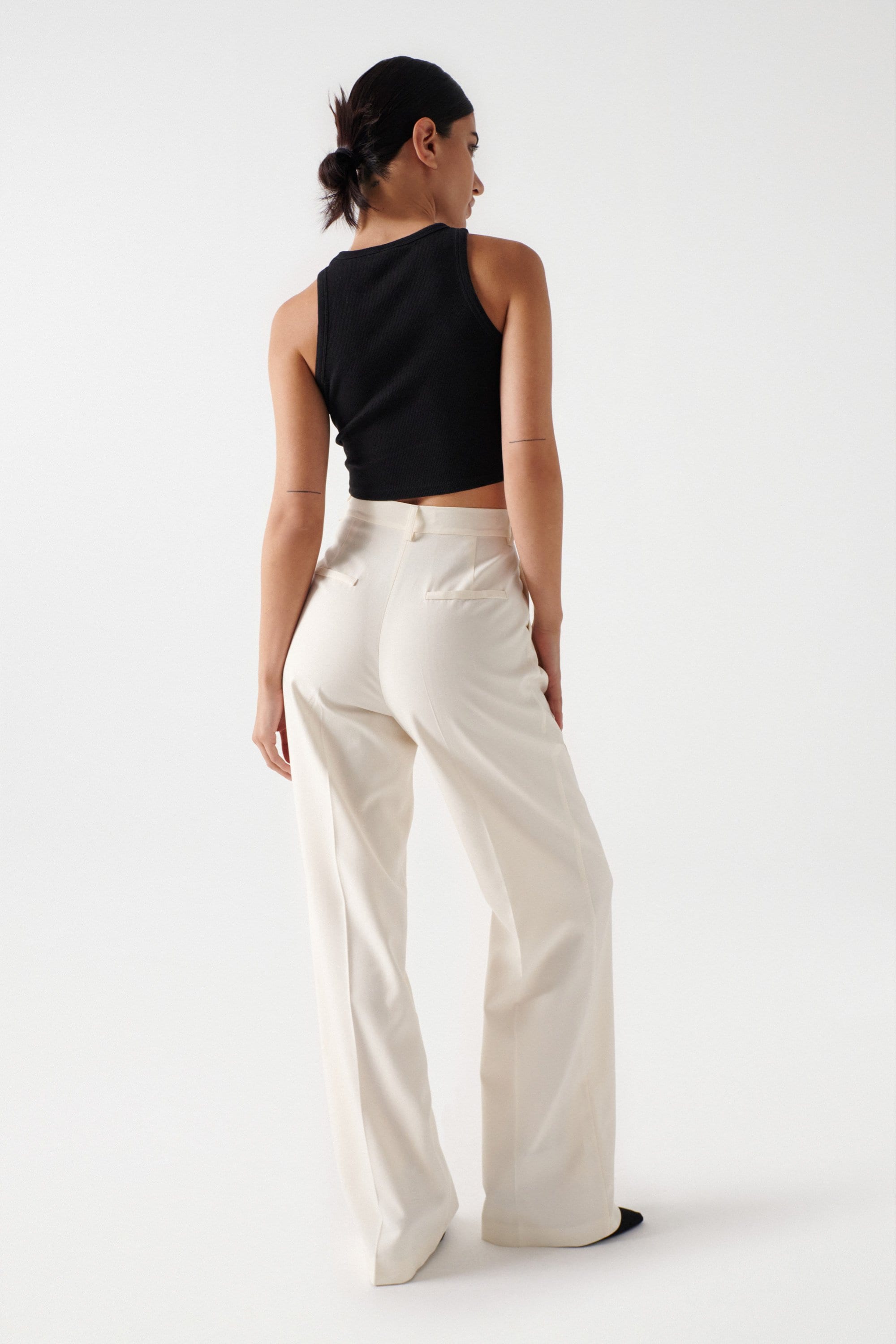 Plain Wide Leg Pants in Light Pearl Pants Salsa Jeans   