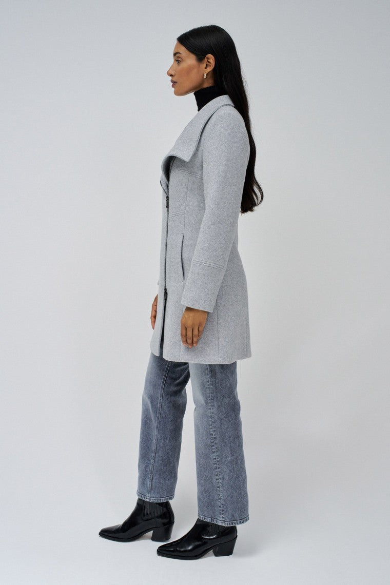 Wool Coat With Fur Collar in Medium Grey Jackets Salsa Jeans   