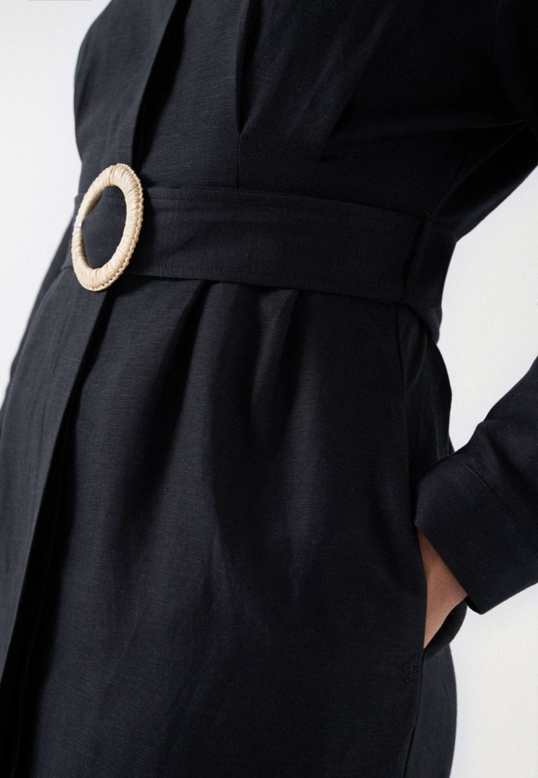 Linen Shirt Dress in Black Dresses Salsa Jeans   