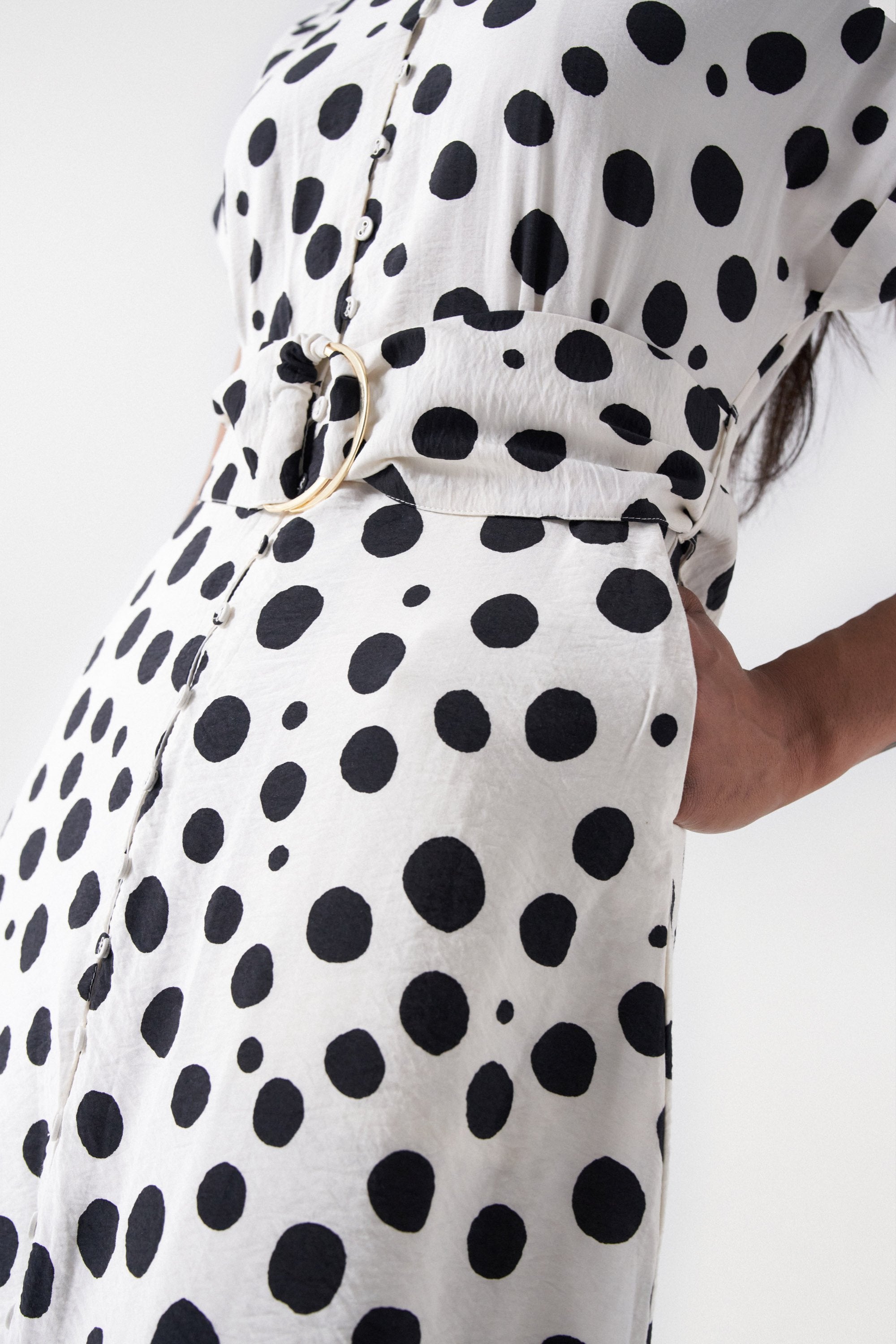 Polka Dot Midi Dress in Light Pearl Dresses Salsa Jeans   