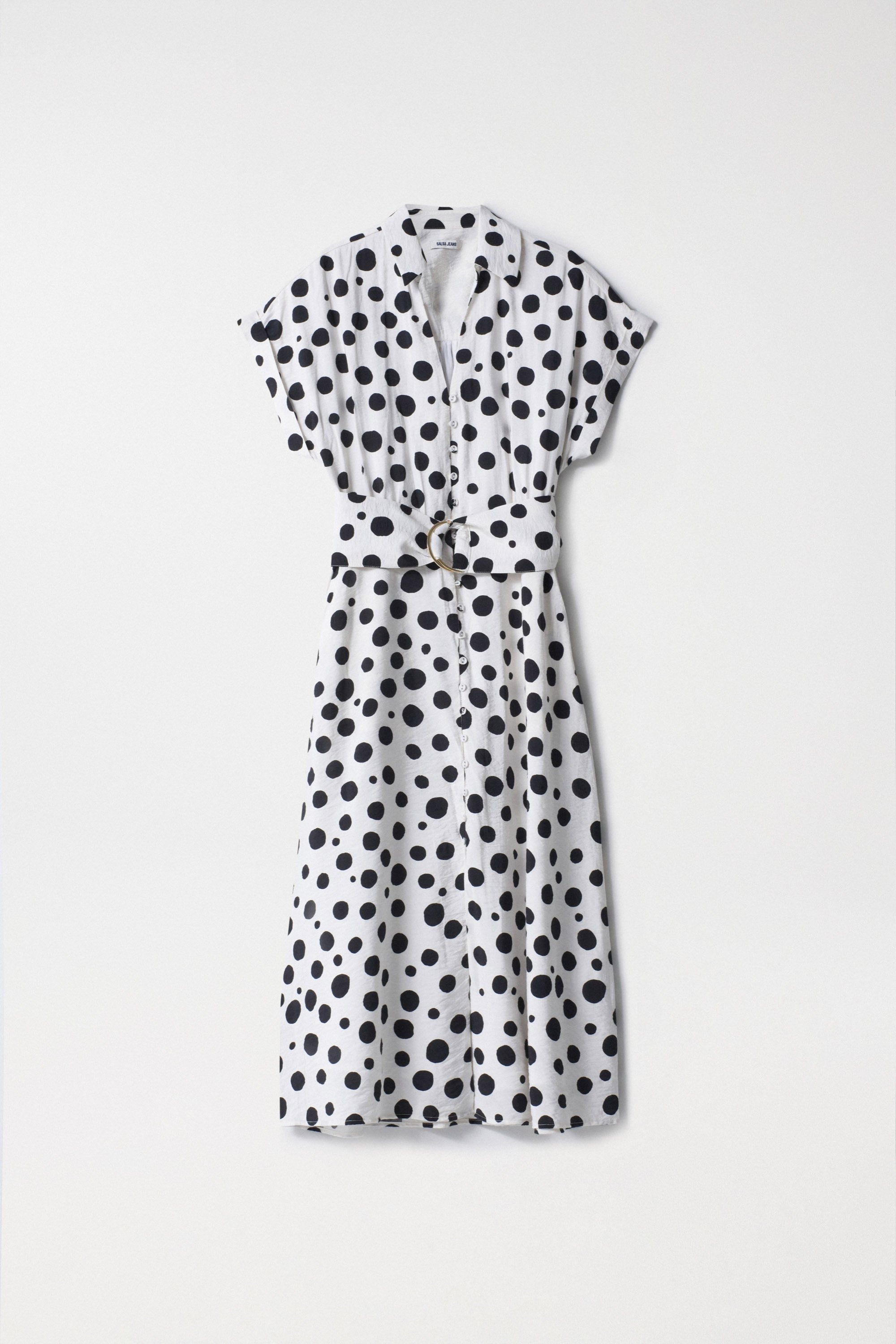 Polka Dot Midi Dress in Light Pearl Dresses Salsa Jeans   