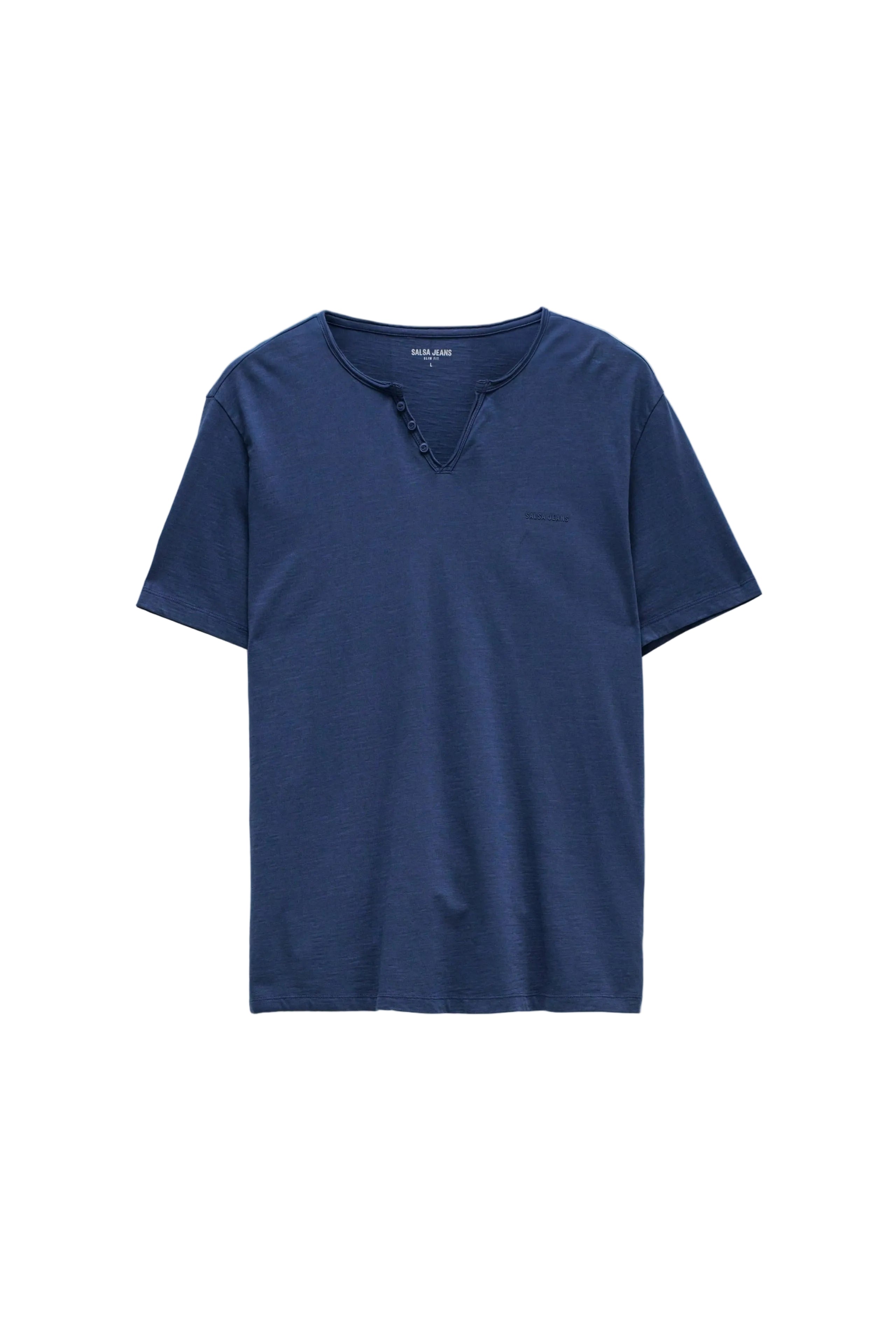 V-neck basic T-shirt in dark blue