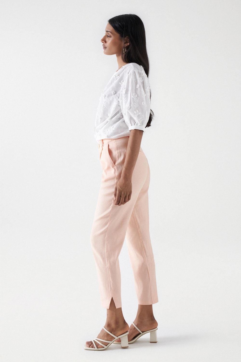 Linen Chino in Light Pink Pants Salsa Jeans   