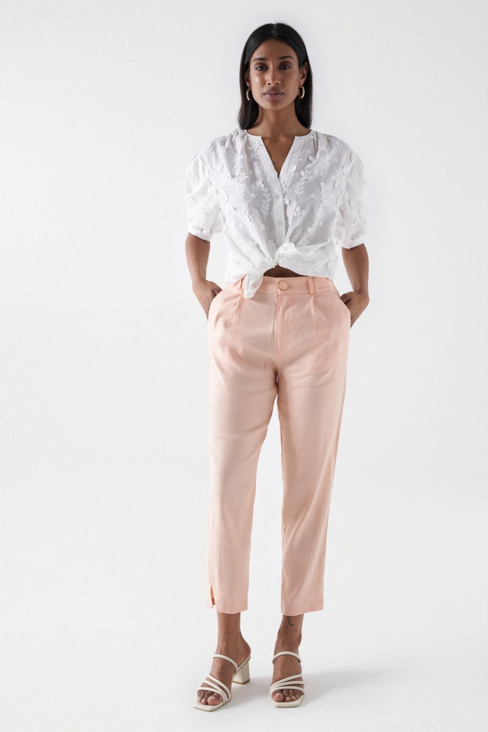 Linen Chino in Light Pink Pants Salsa Jeans   