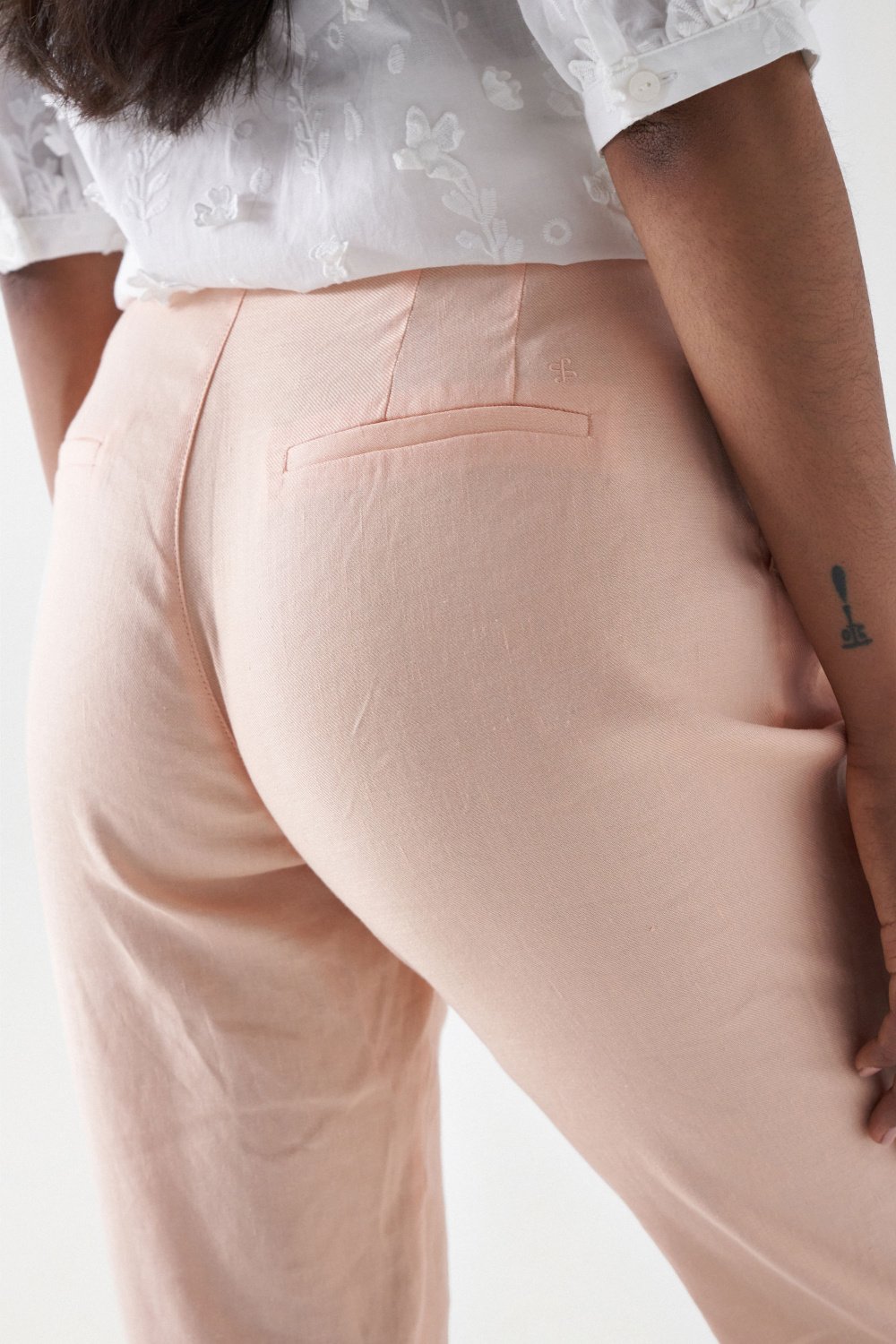 Linen Chino in Light Pink Pants Salsa Jeans   