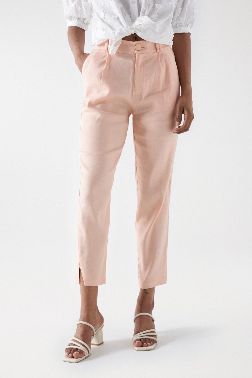 Linen Chino in Light Pink Pants Salsa Jeans   