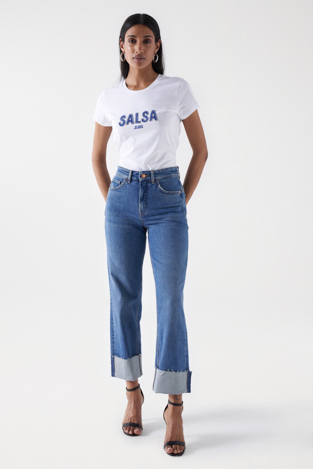 T-shirt Institutional Beaded in White T-Shirts Salsa Jeans   