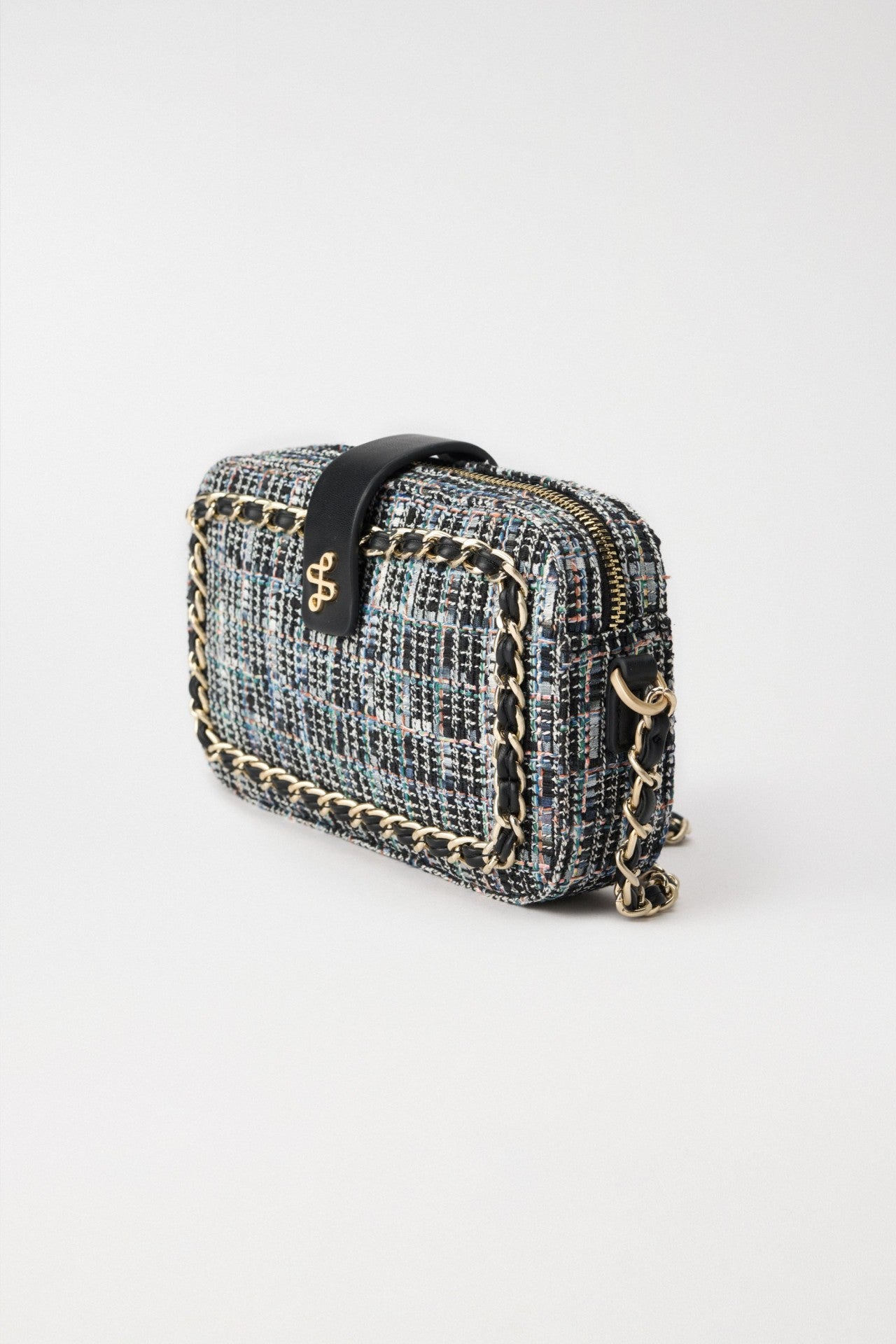 Tweed Crossbody Bag in Dark Blue V2 Bags Salsa Jeans   