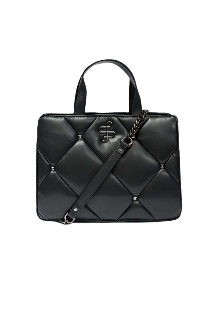 Quilted Vegan Leather Tote Bag in Black Bags Salsa Jeans   