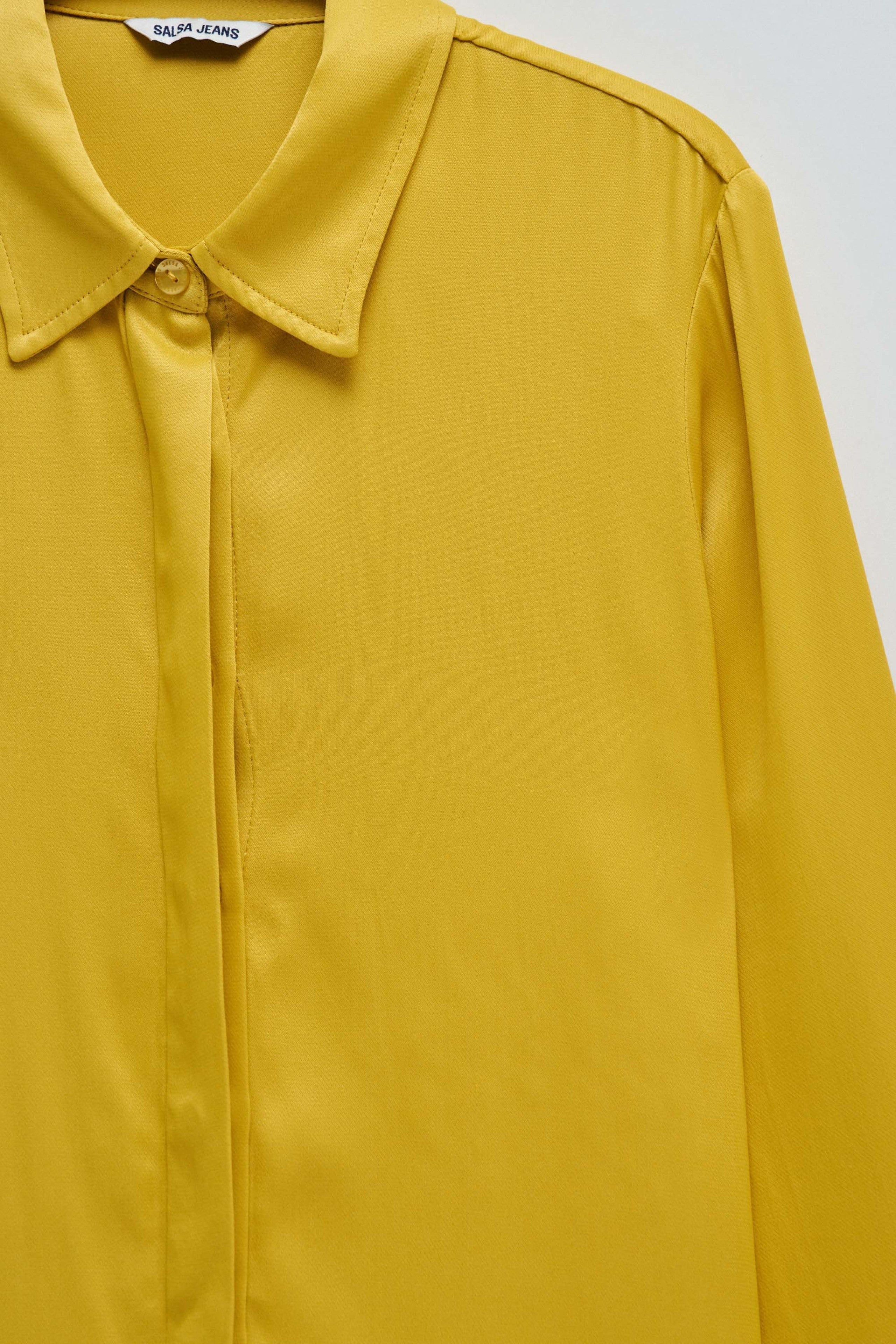 Satin Basic Shirt with Placket Detail in Light Yellow Shirts Salsa Jeans   