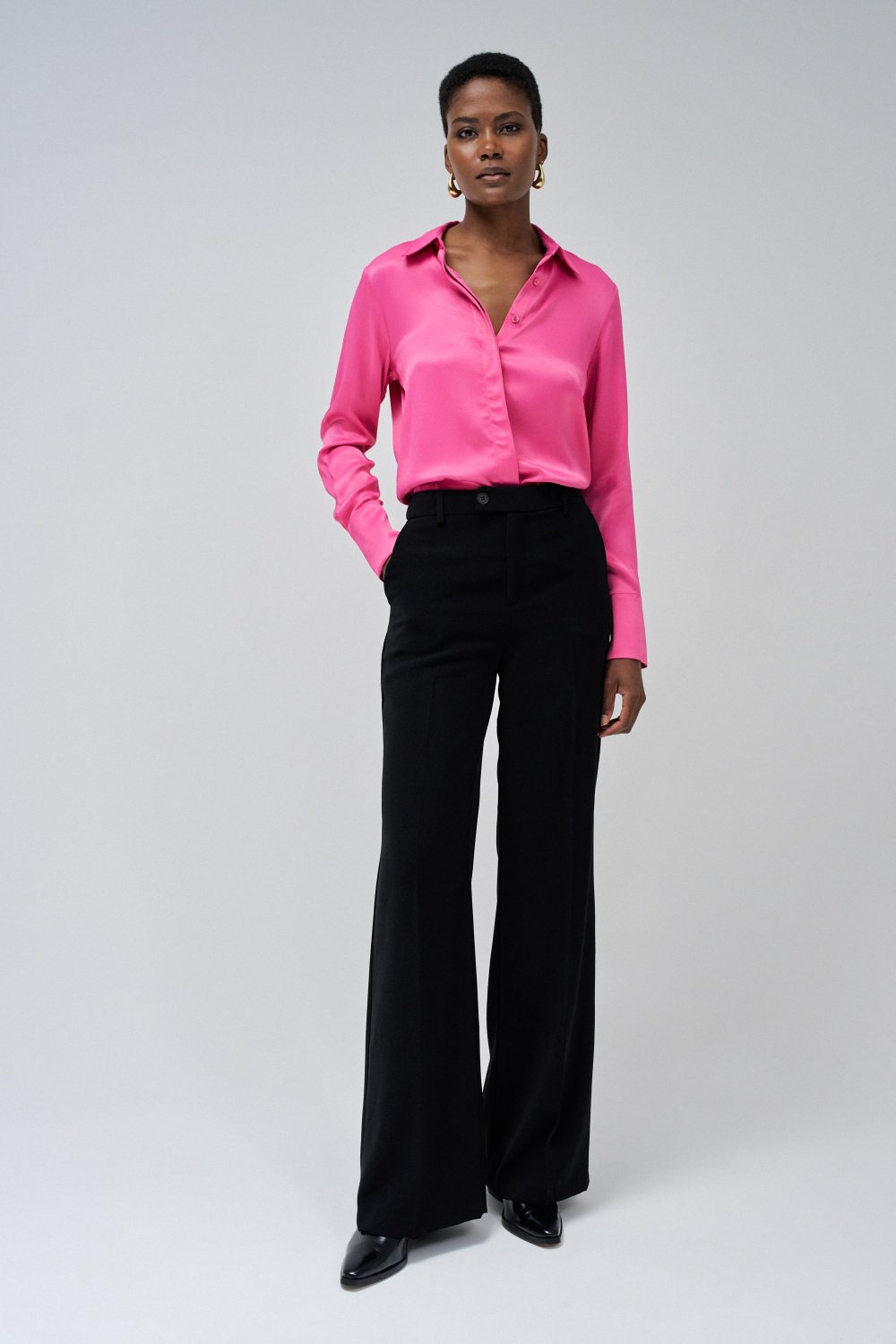 Satin Basic Shirt in Dark Pink Shirts Salsa Jeans   