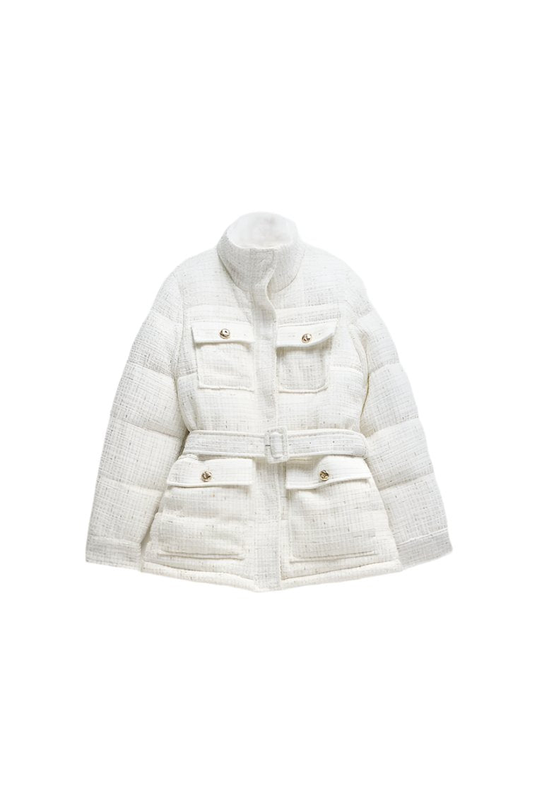 Fantasy Fabric Puffer Coat in Light Pearl Jackets Salsa Jeans   