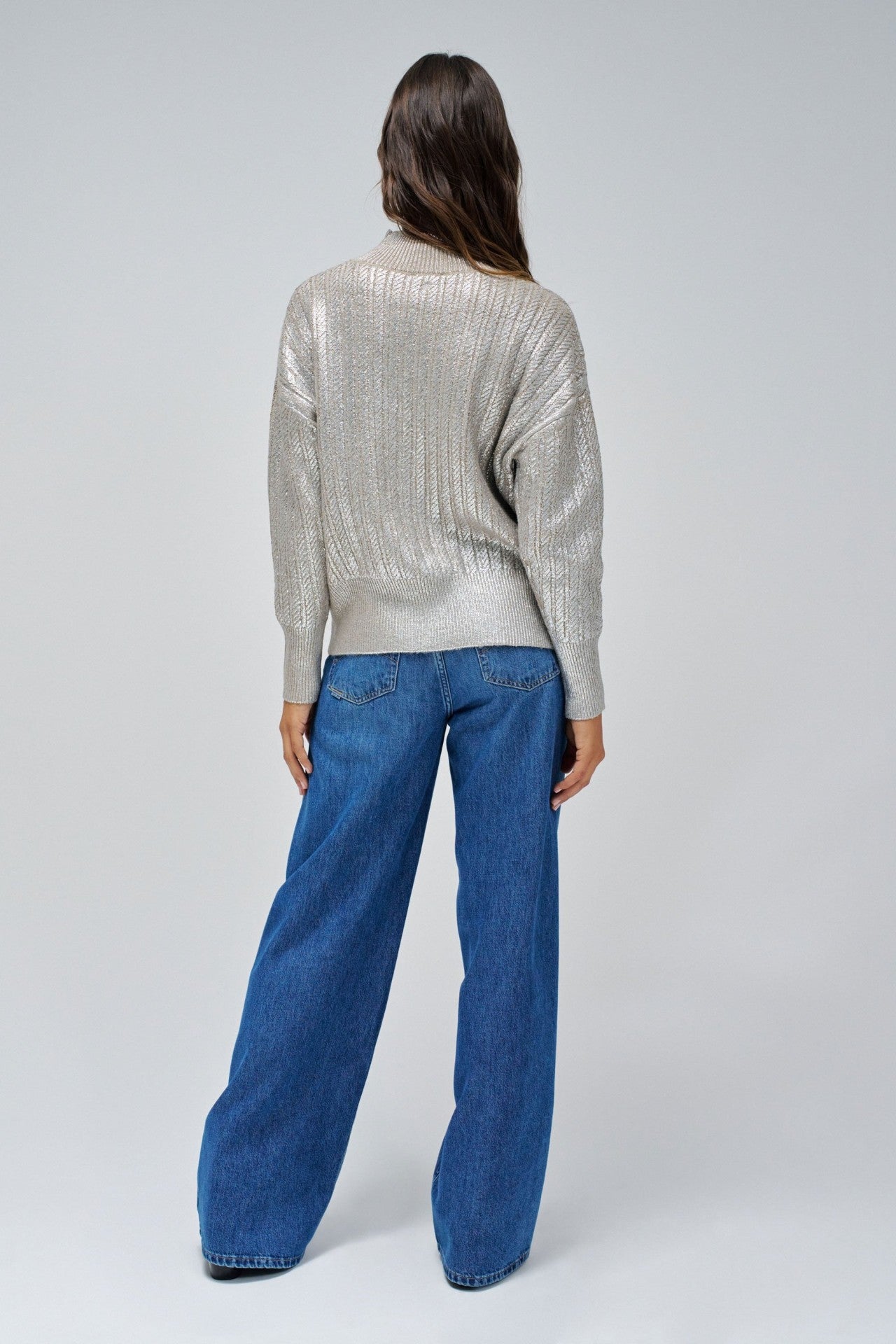 Shimmer Sweater in Medium Grey Sweater Salsa Jeans   