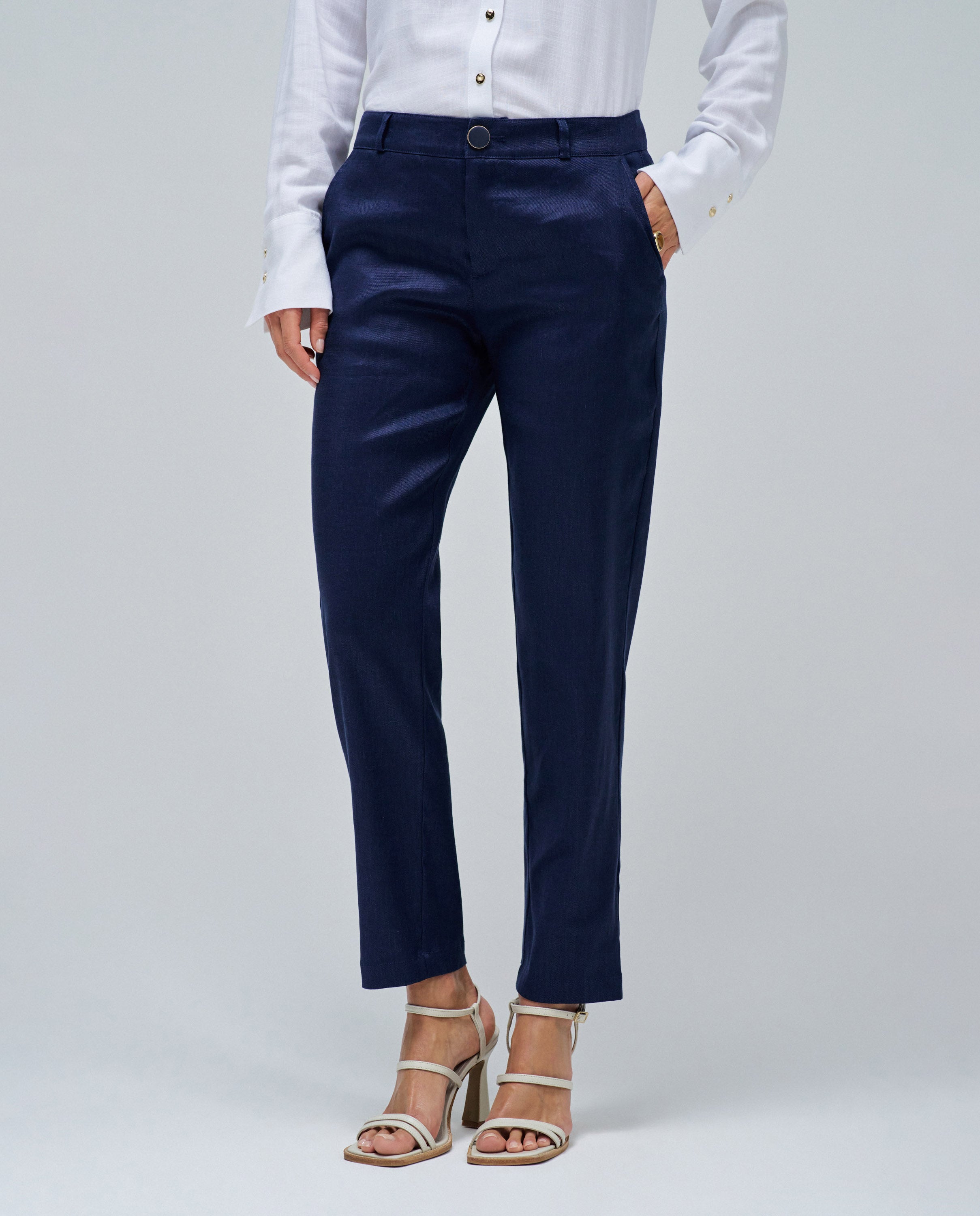 Linen Chino in Dark Blue Pants Salsa Jeans