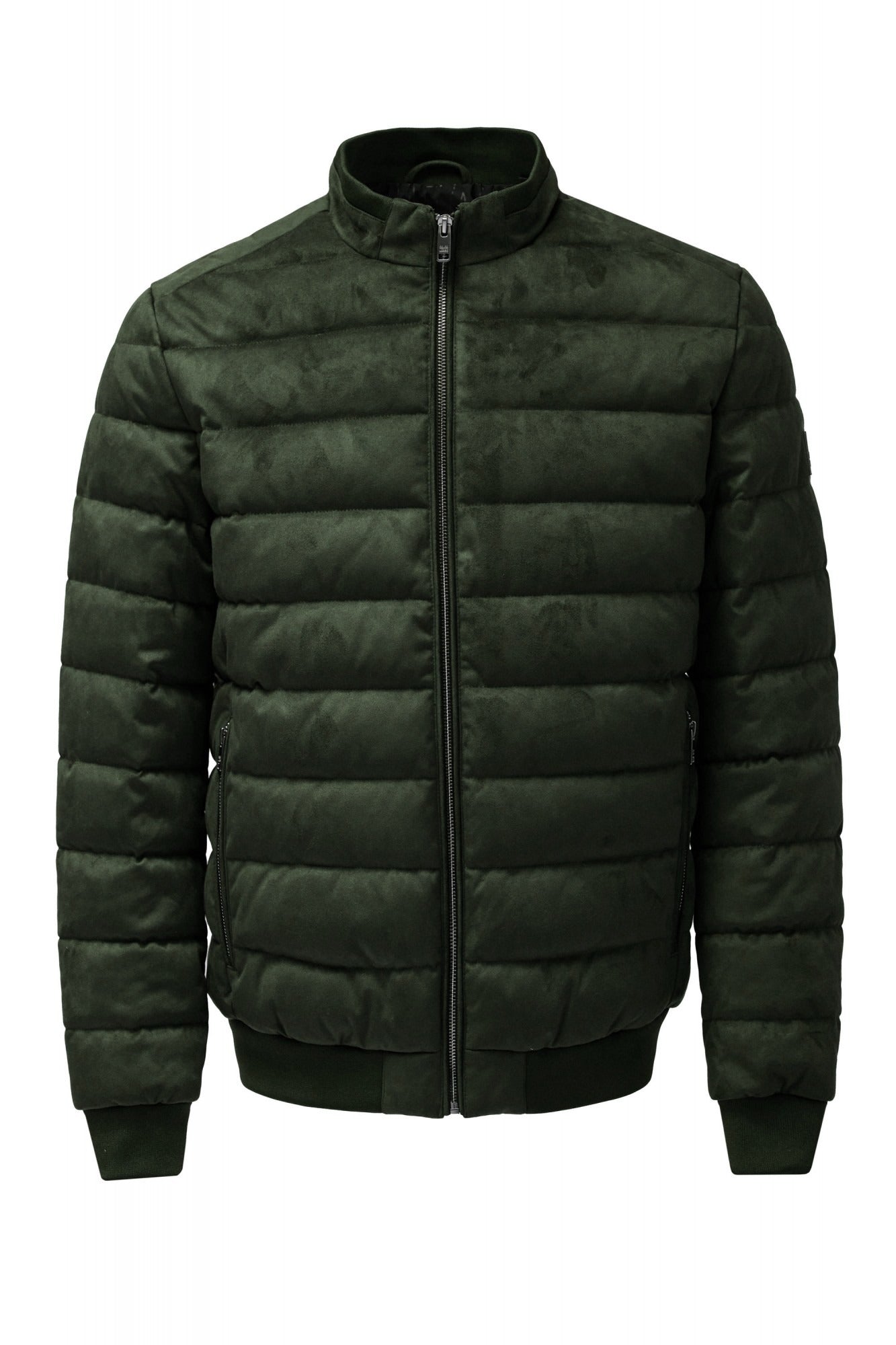 Suede Puffer Bomber Jacket in Dark Green Jackets Salsa Jeans