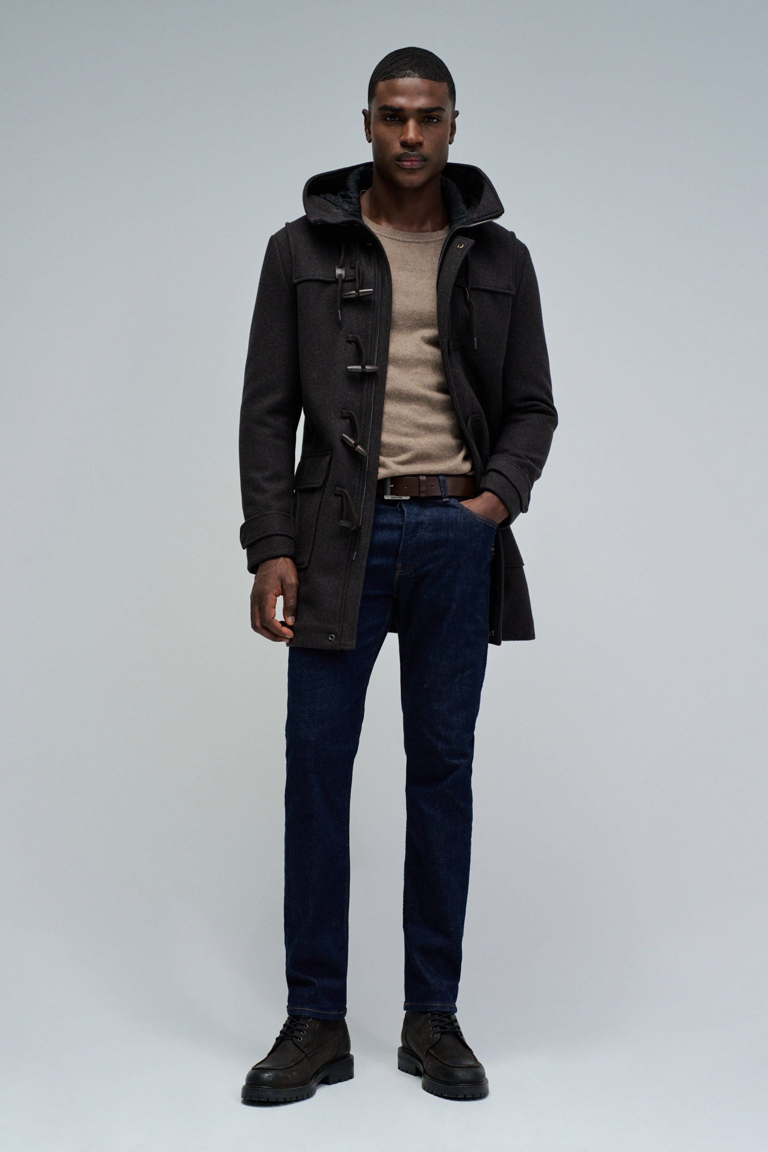Wool Duffle Coat in Dark Brown Jackets Salsa Jeans