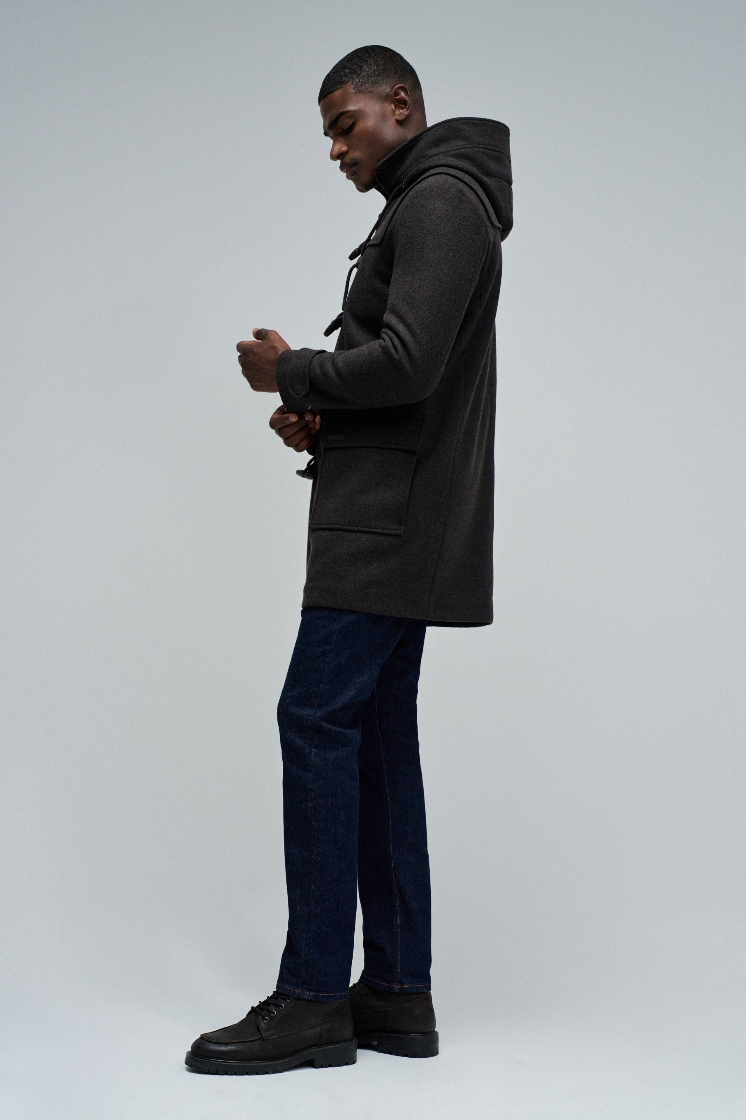 Wool Duffle Coat in Dark Brown Jackets Salsa Jeans