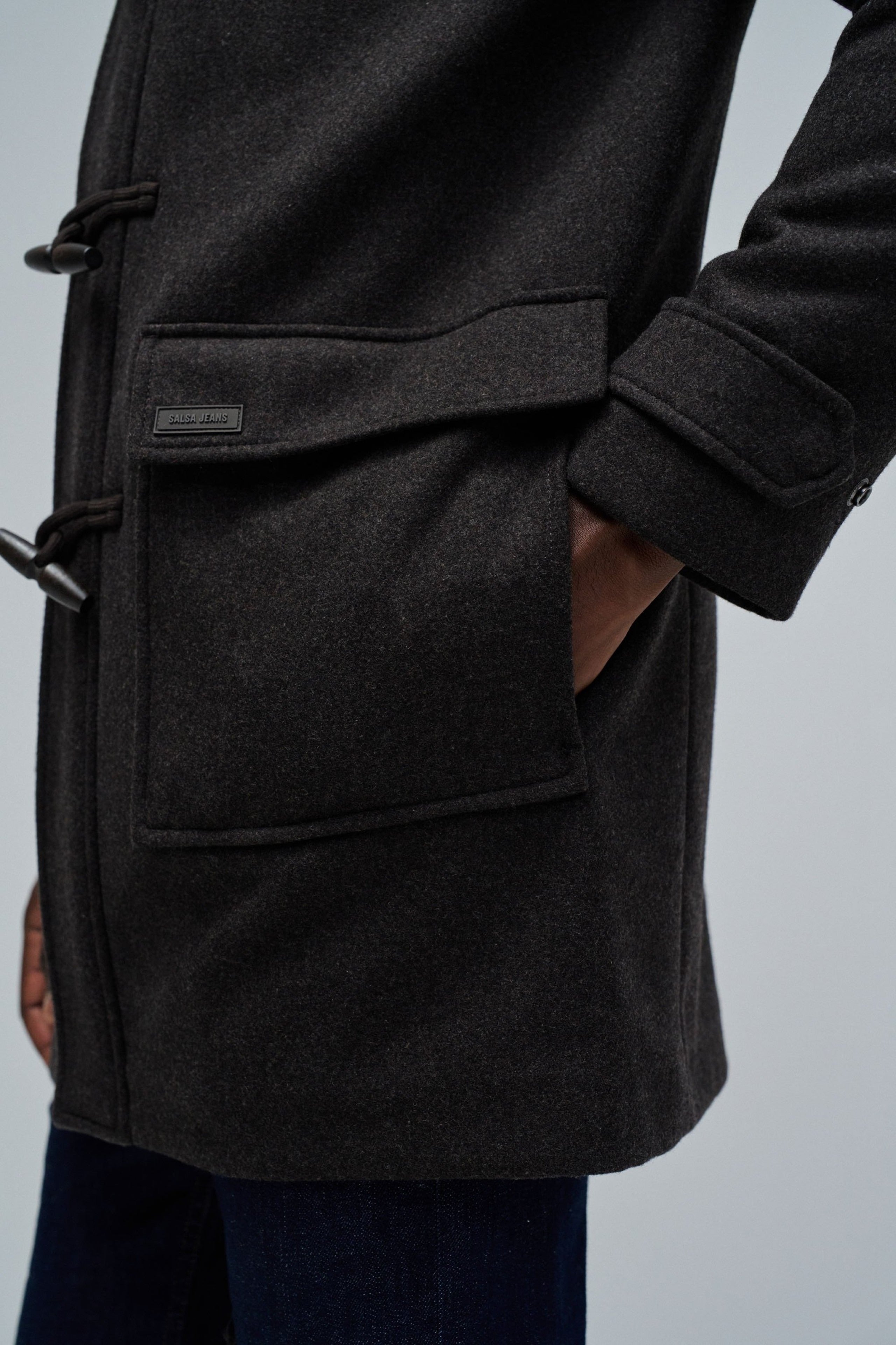 Wool Duffle Coat in Dark Brown Jackets Salsa Jeans