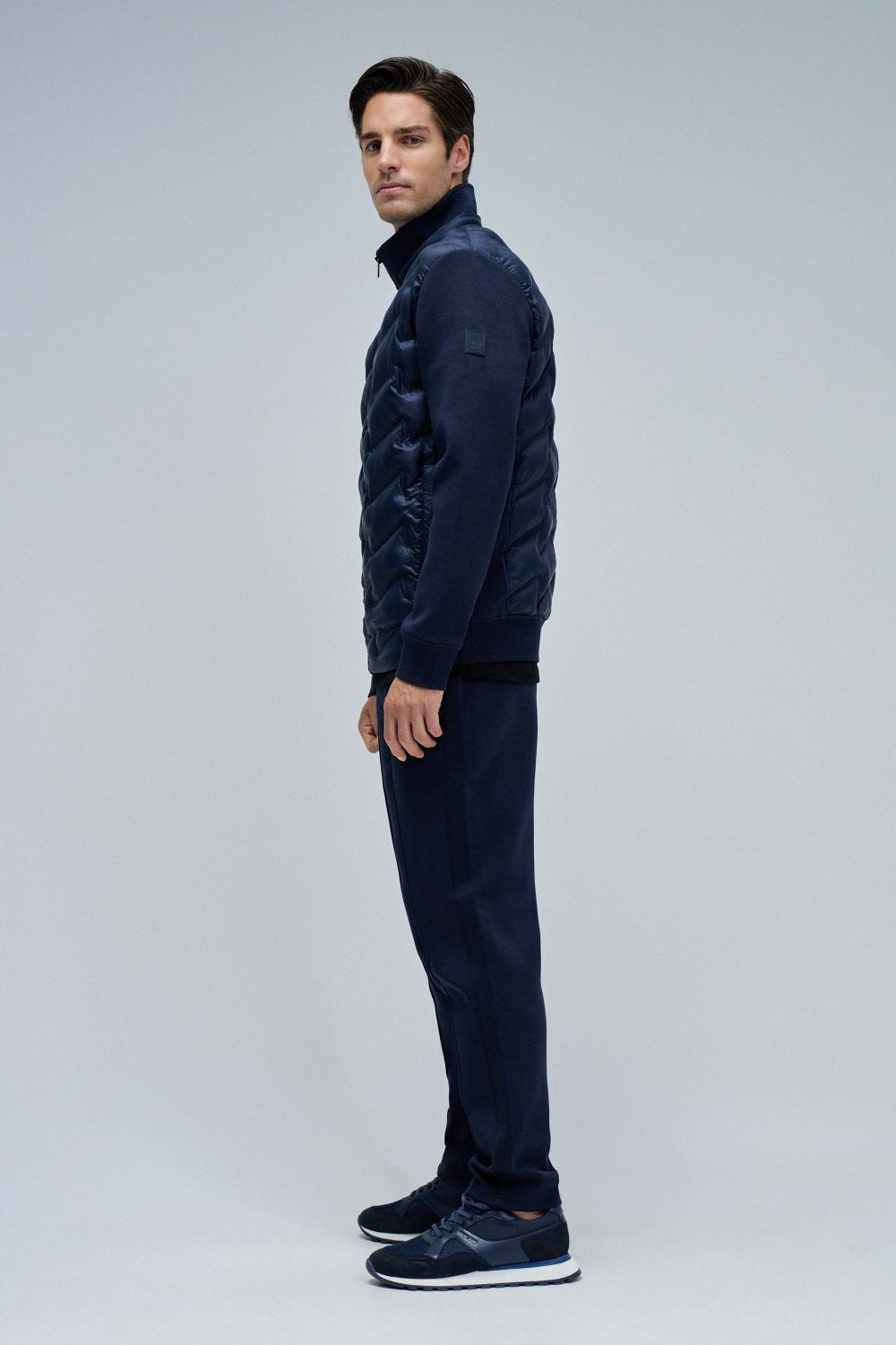 Zip-Thru Padded Jumper Hoodie in Dark Blue Jackets Salsa Jeans