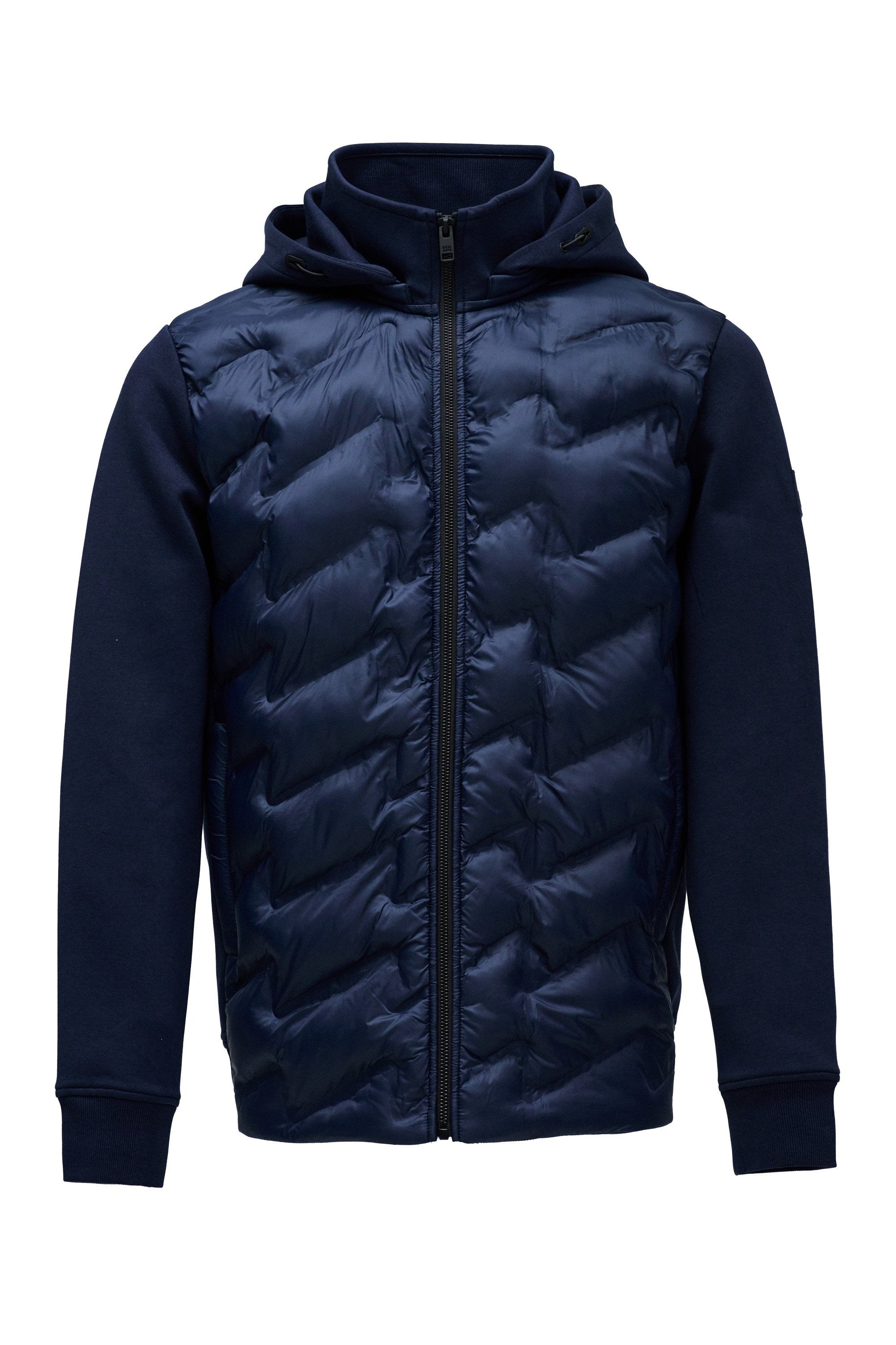 Zip-Thru Padded Jumper Hoodie in Dark Blue Jackets Salsa Jeans