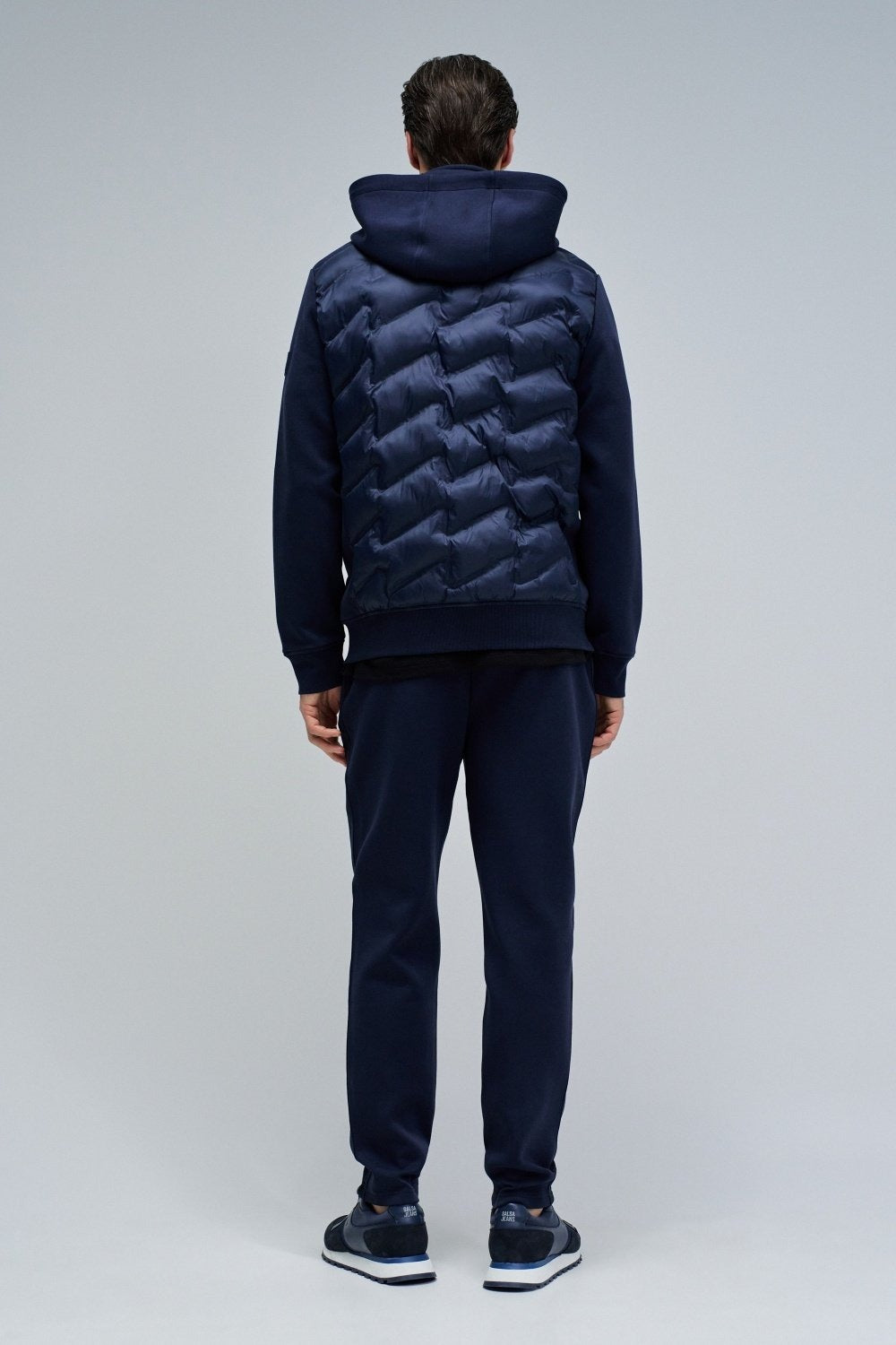 Zip-Thru Padded Jumper Hoodie in Dark Blue Jackets Salsa Jeans