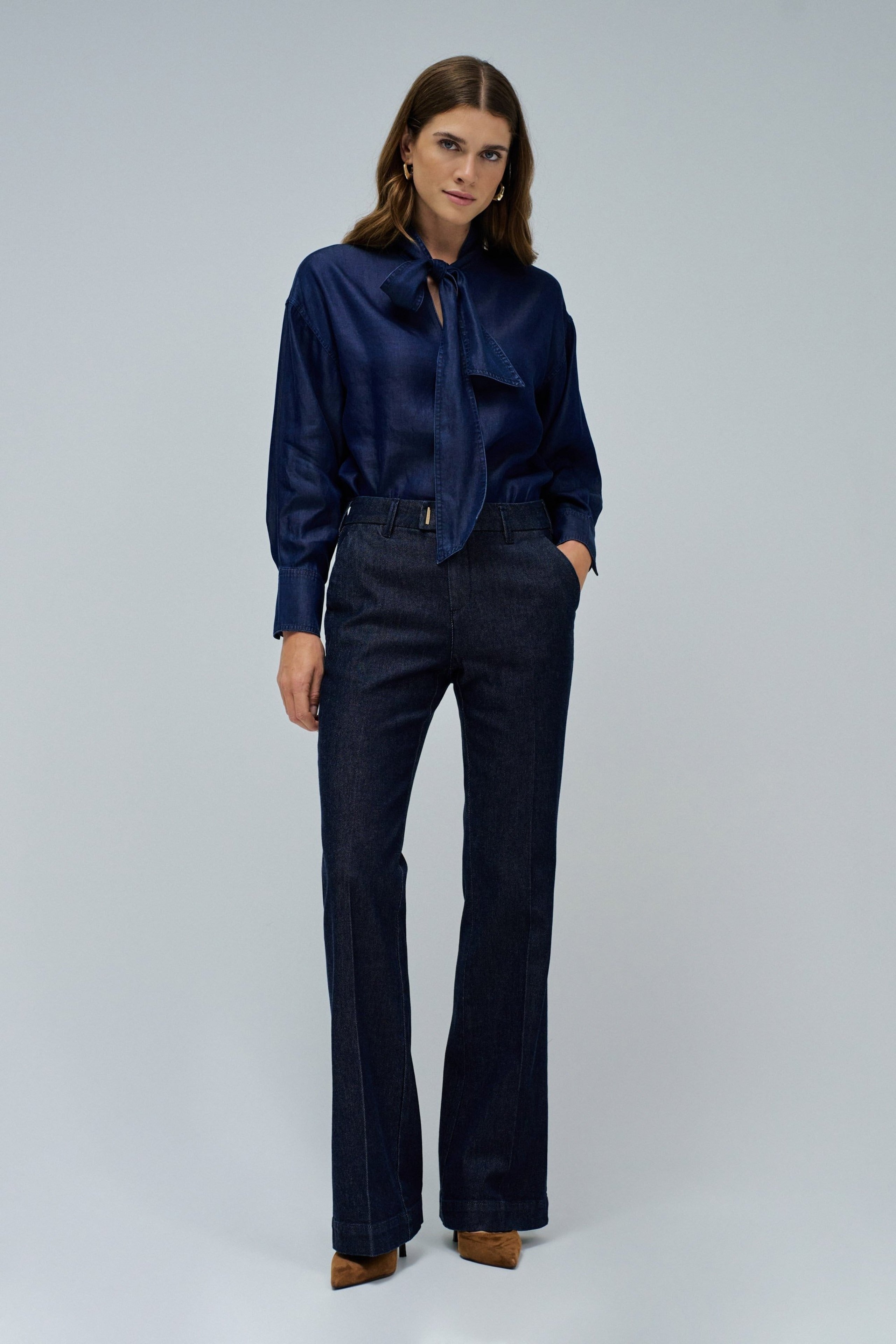 Blouse W/ Lace in Dark Wash Shirts Salsa Jeans