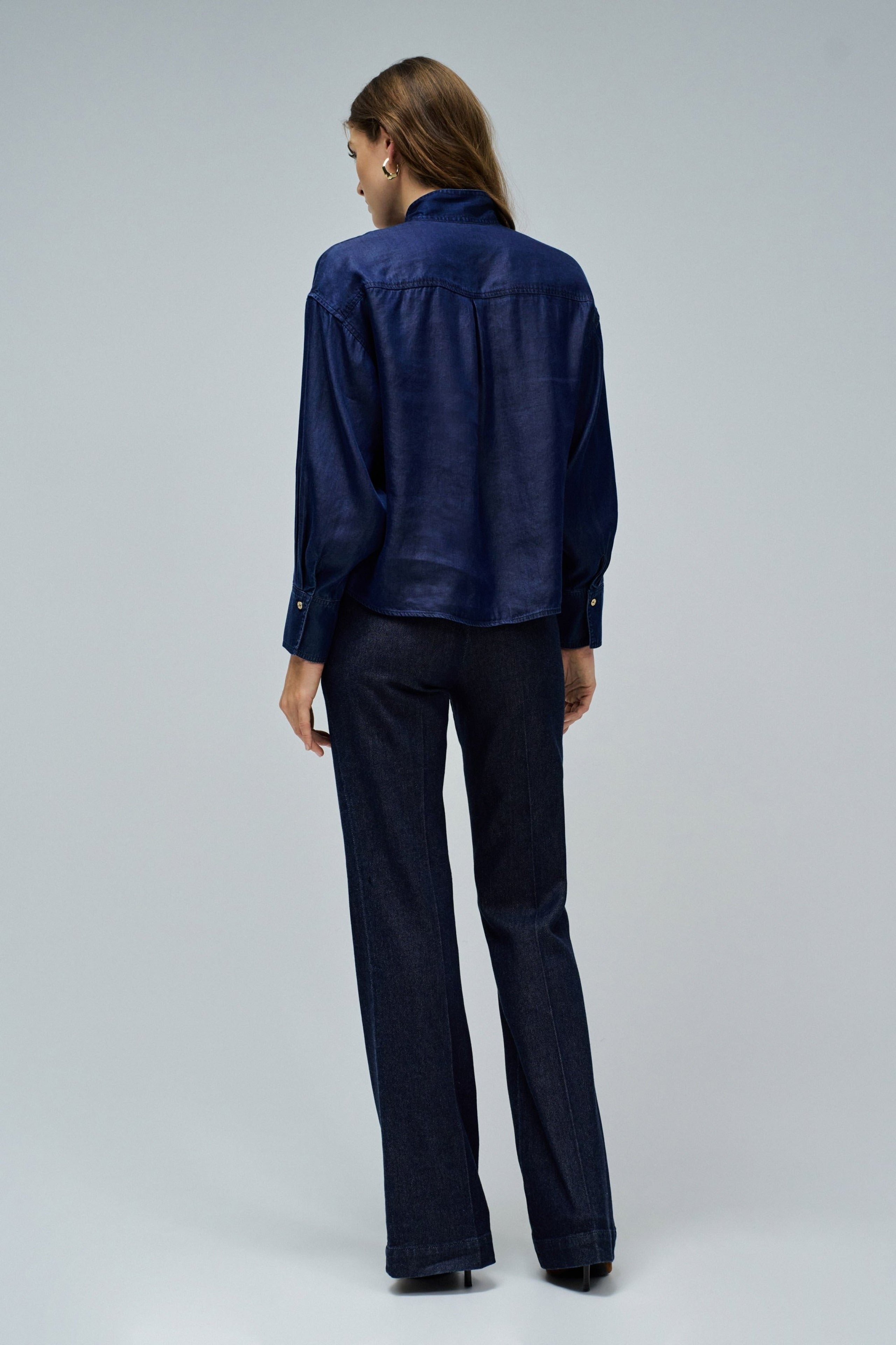Blouse W/ Lace in Dark Wash Shirts Salsa Jeans