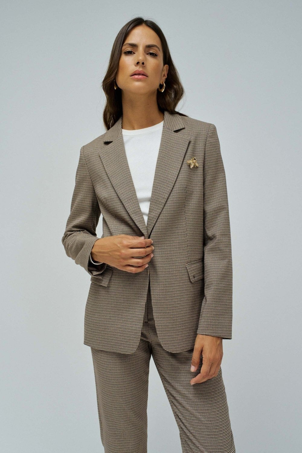 Slim Fit Suit Blazer in Medium Brown Jackets Salsa Jeans