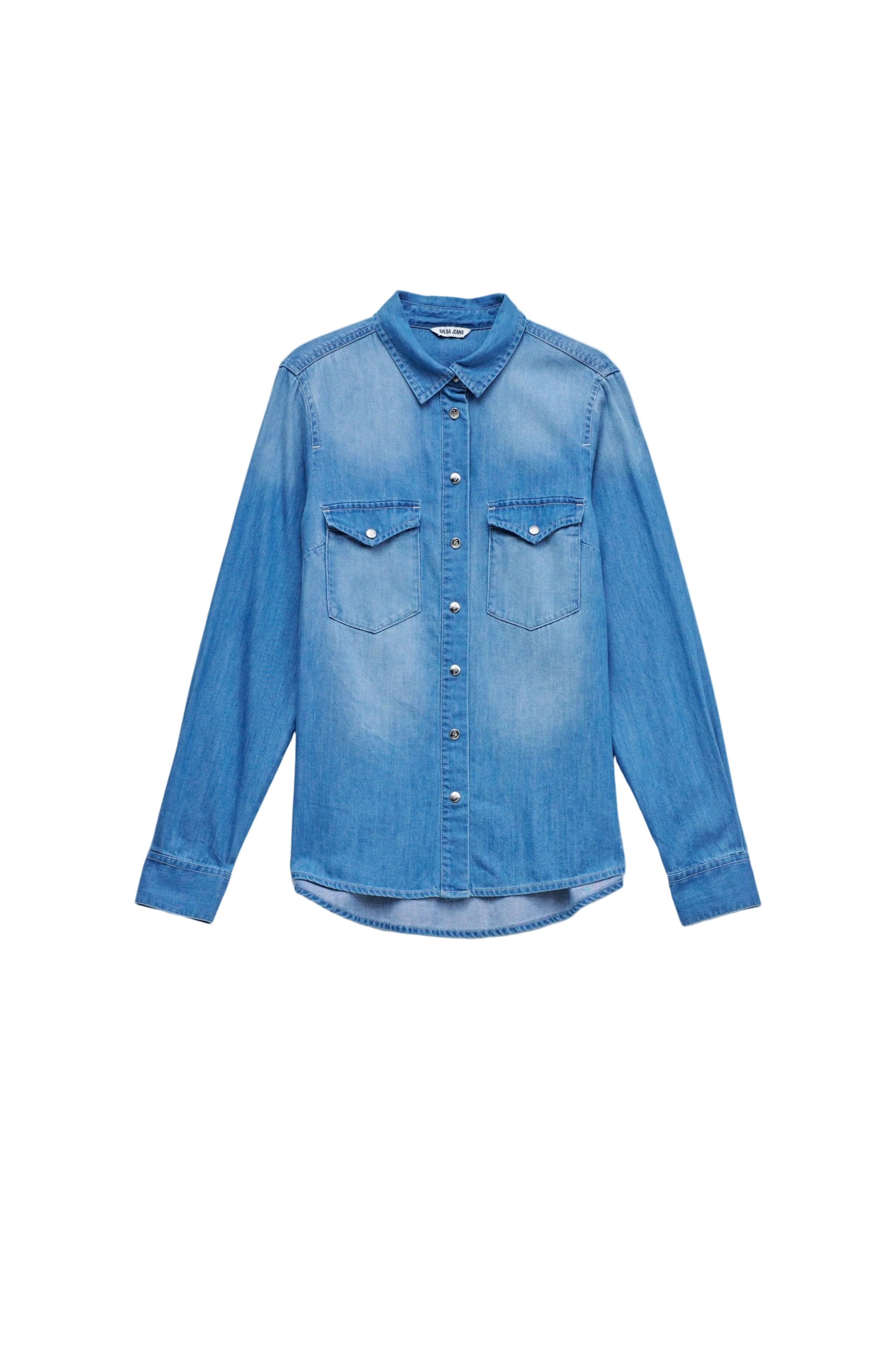Denim Shirt W/ Front Pockets in Medium Wash Shirts Salsa Jeans