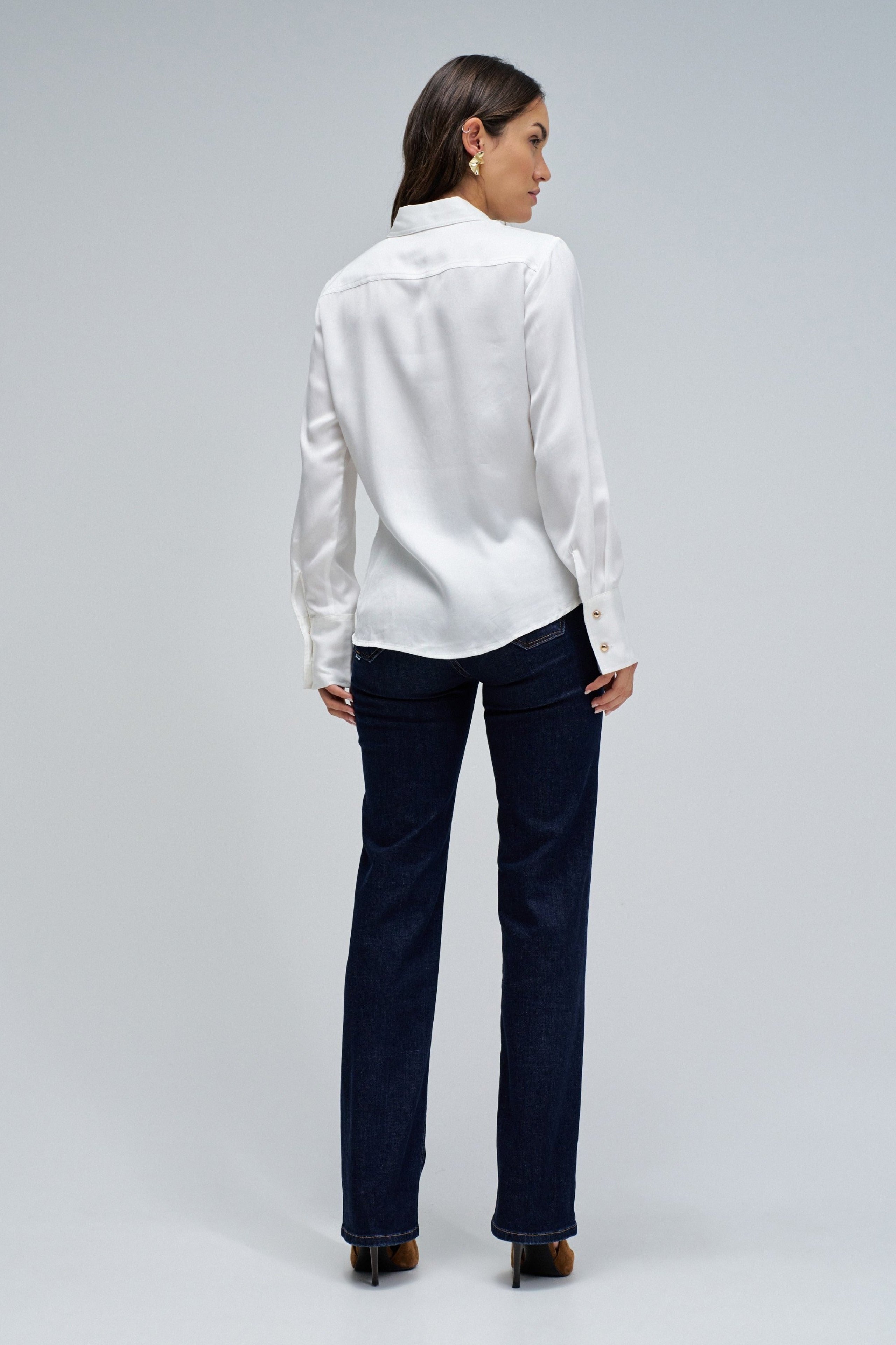 Basic Shirt W/ Gold Buttons in Light Pearl V2 Shirts Salsa Jeans