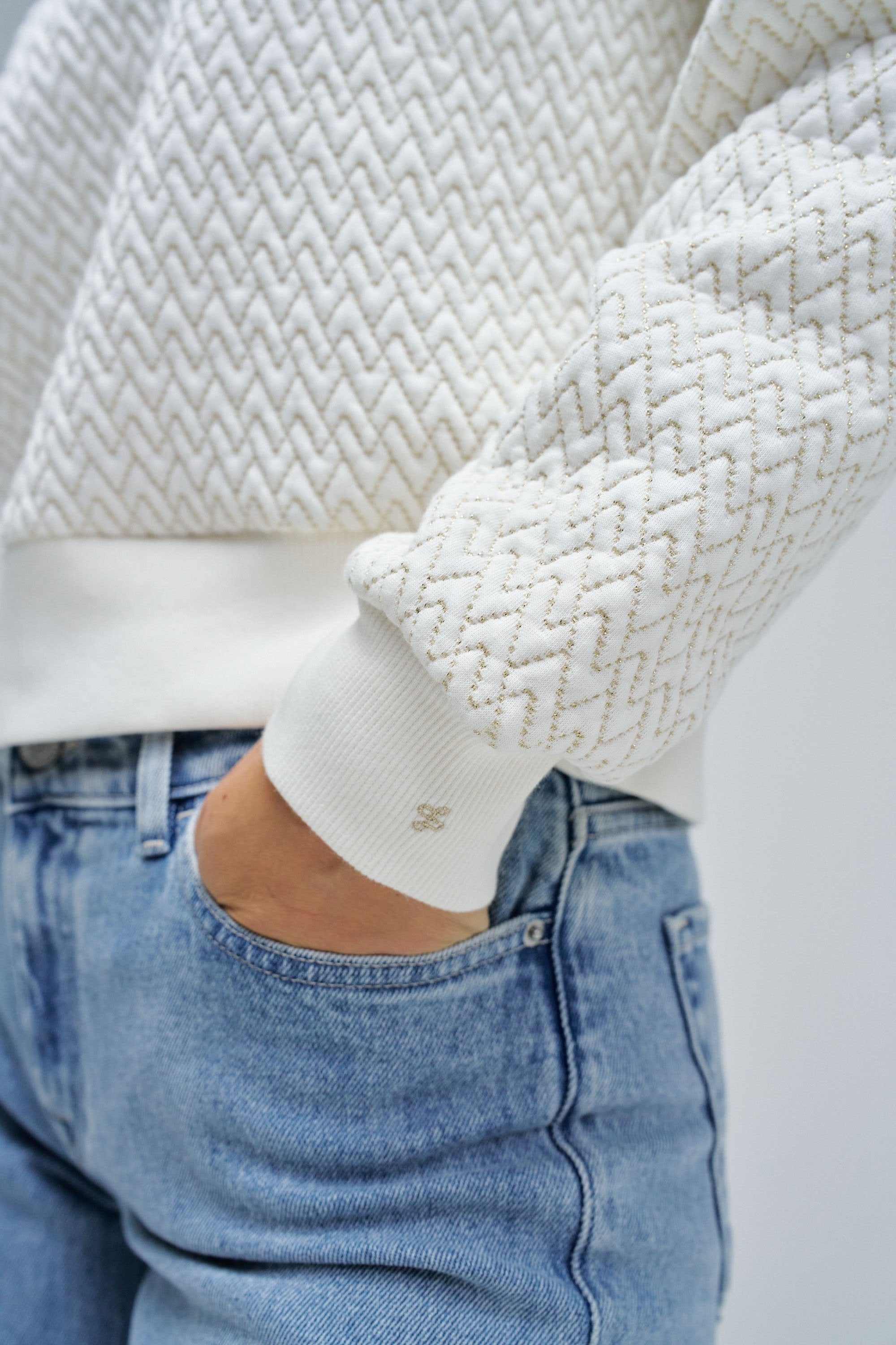 Lurex Jacquard Sweatshirt in Light Pearl V2 Sweatshirts Salsa Jeans
