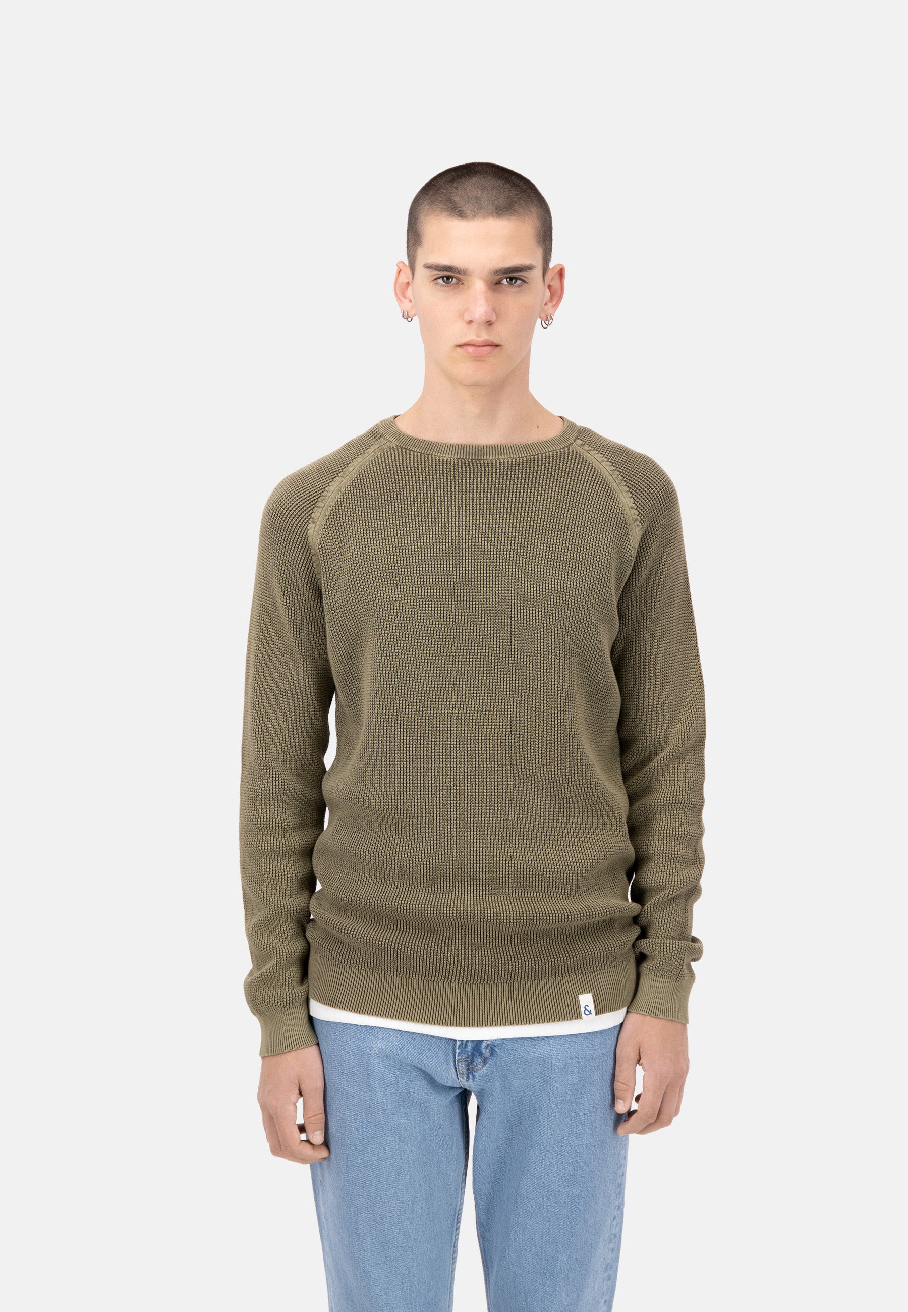 Roundneck-Washed in Olive Sweater Colours and Sons   