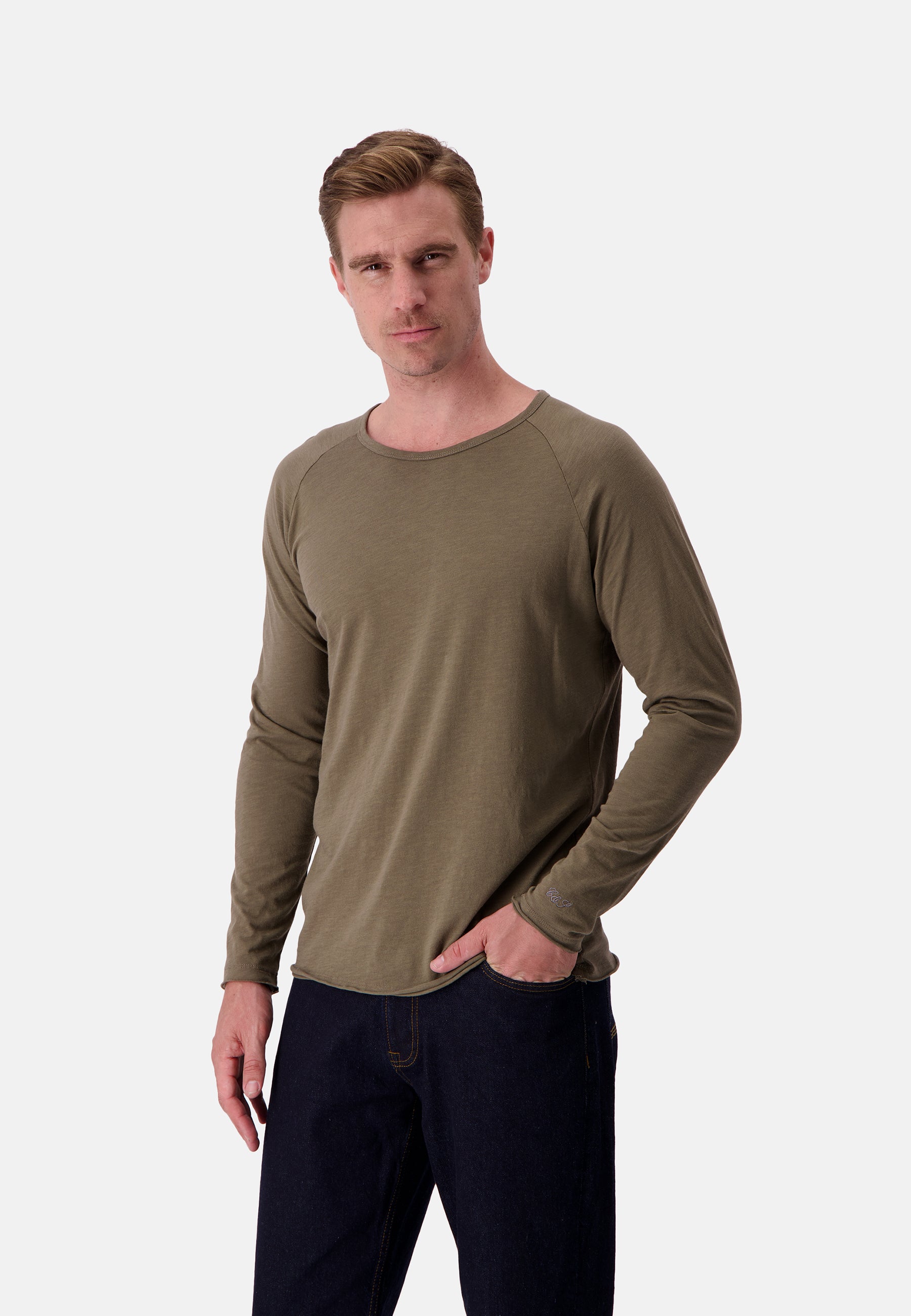 Longsleeve - Slub in Olive Shirts Colours and Sons   