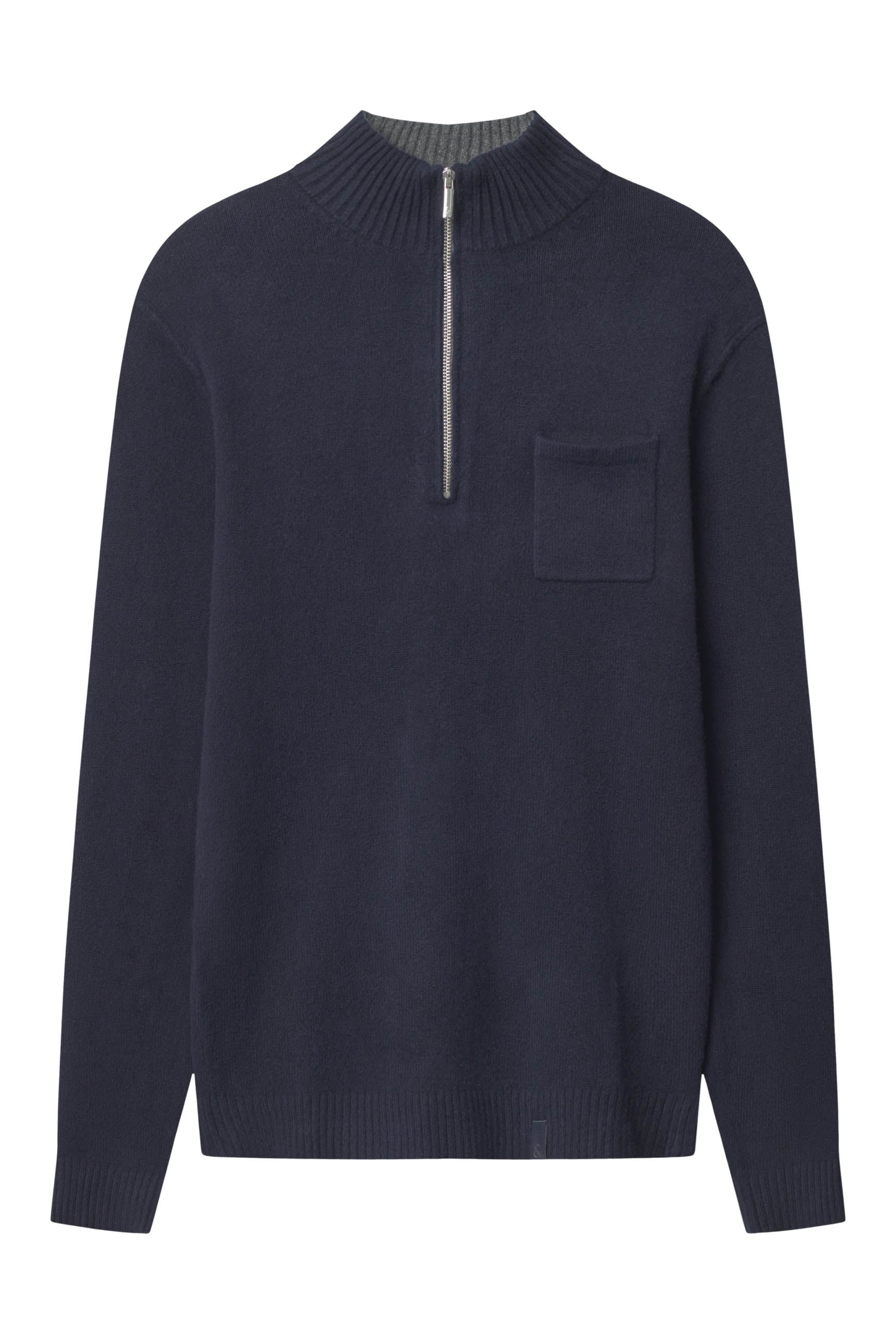 Mock-Zip Woolen Touch in Navy Sweater Colours and Sons   